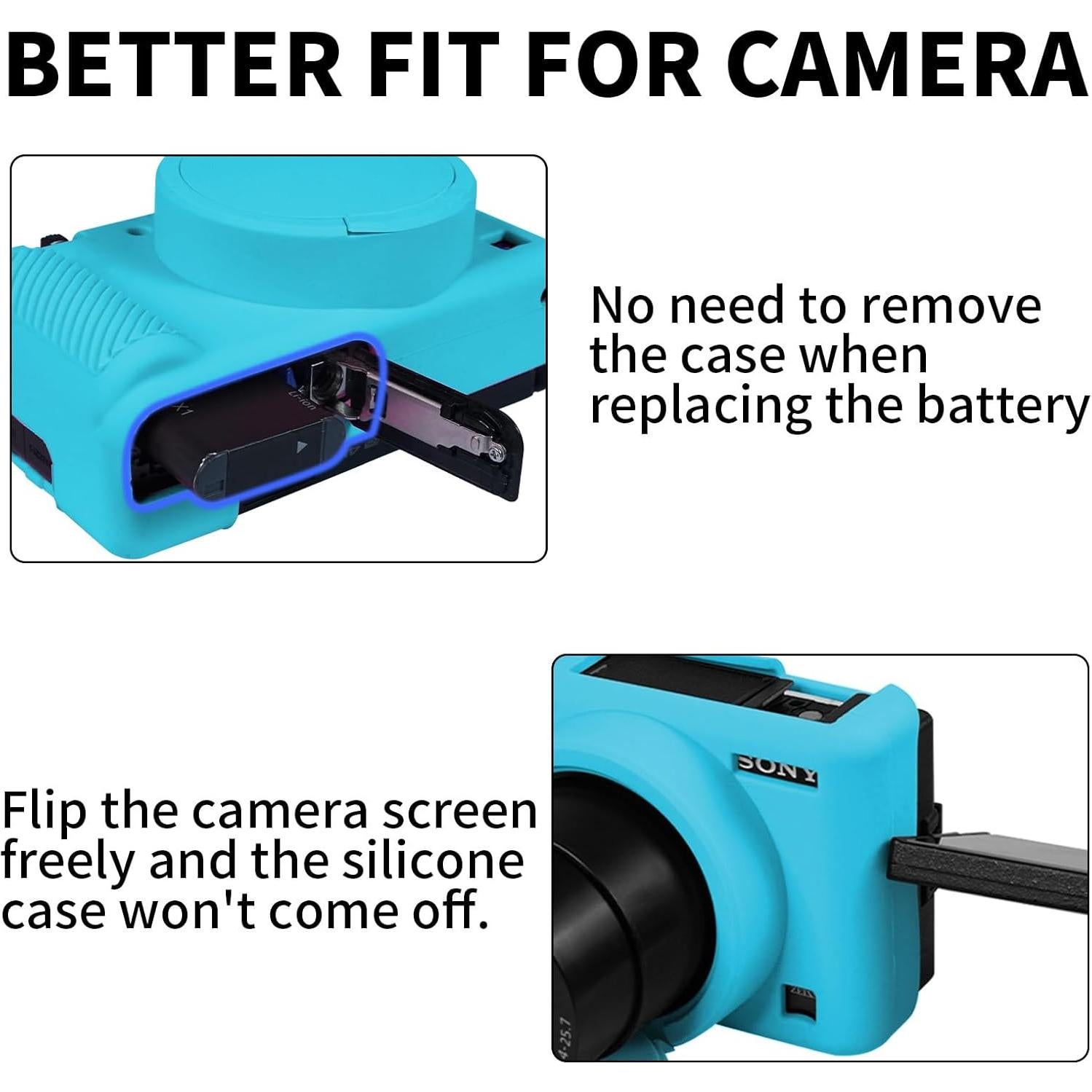 Funda de silicona para cámara Sony ZV-1 con correa - Azul