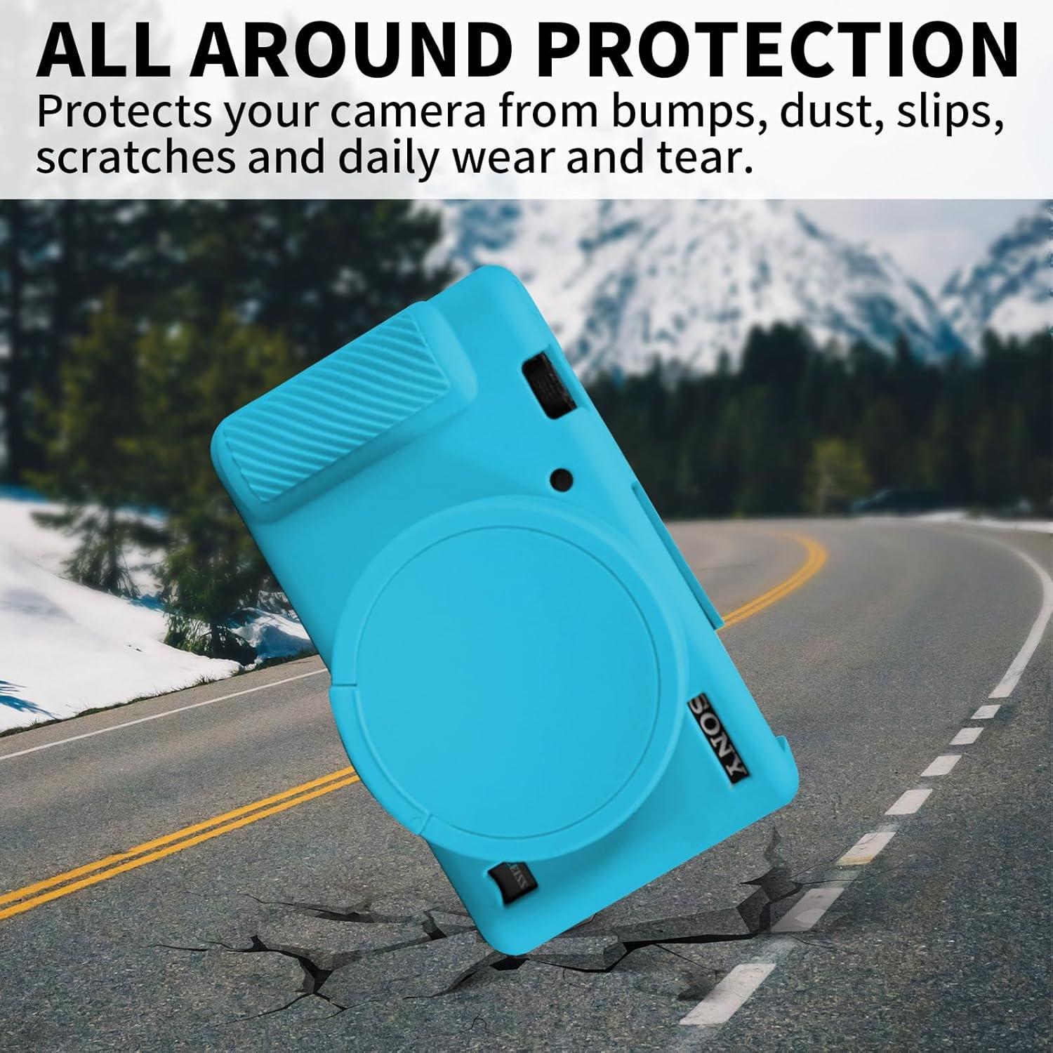 Funda de silicona para cámara Sony ZV-1 con correa - Azul