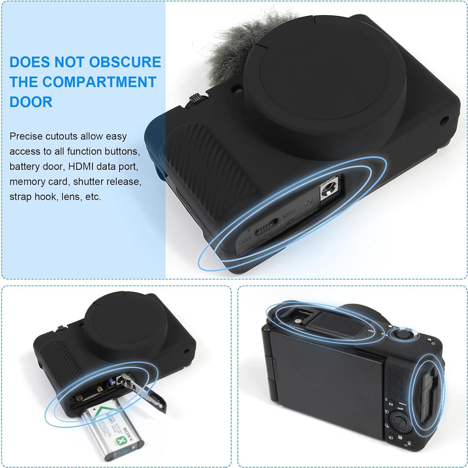 Funda de cámara Easy Hood para Sony ZV-1, silicona negra