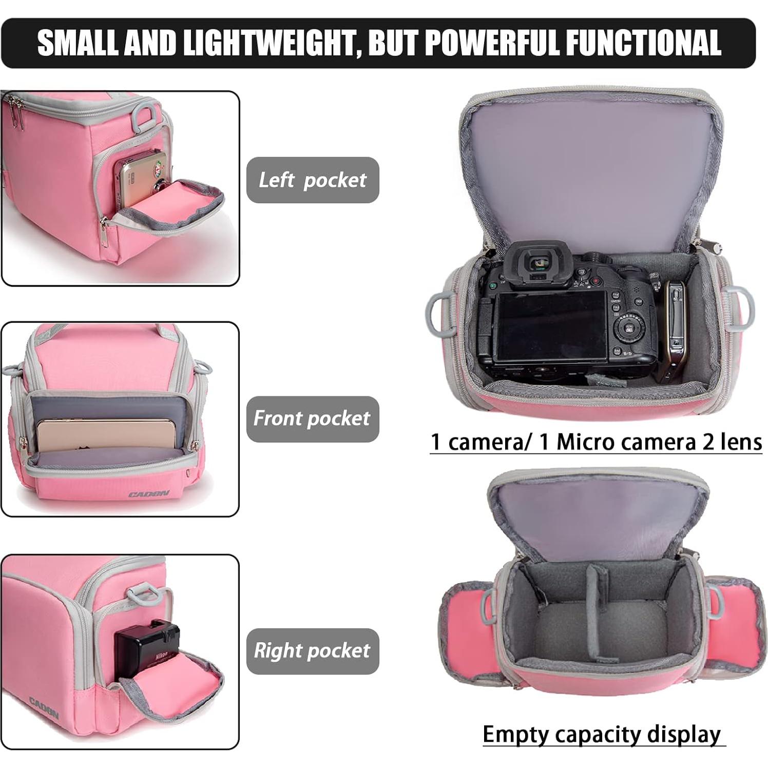 Bolsa de Hombro Compacta CADeN para Cámara SLR/DSLR Rosa