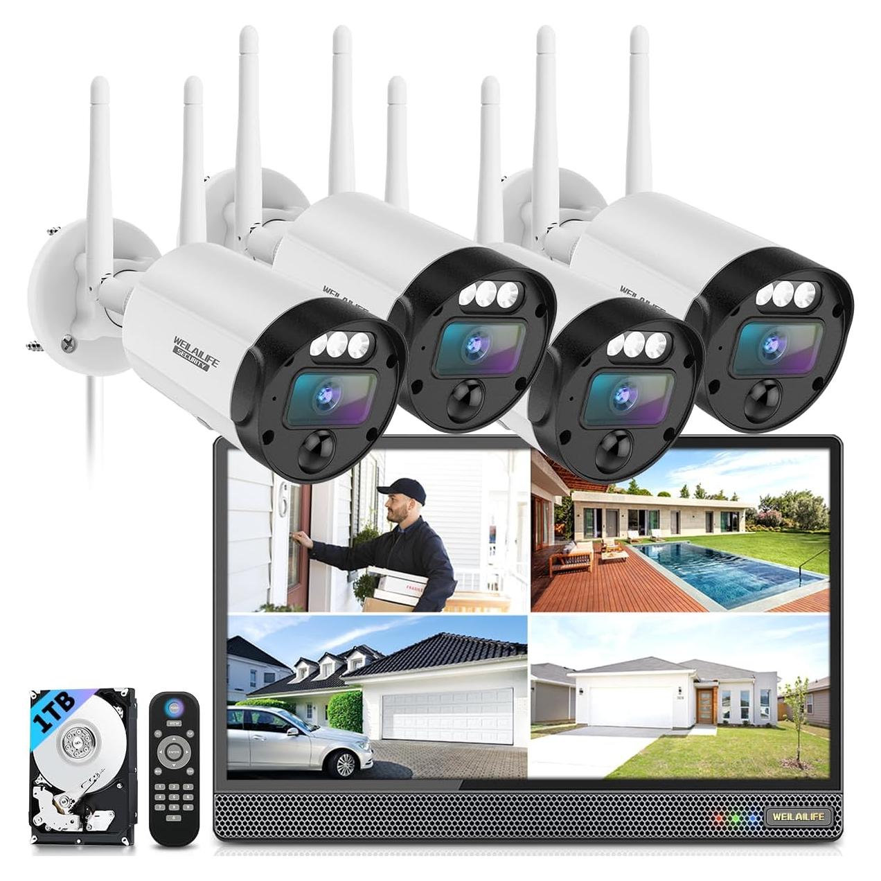 Sistema de Seguridad Inalámbrico WEILAILIFE 5MP con Pantalla 16"