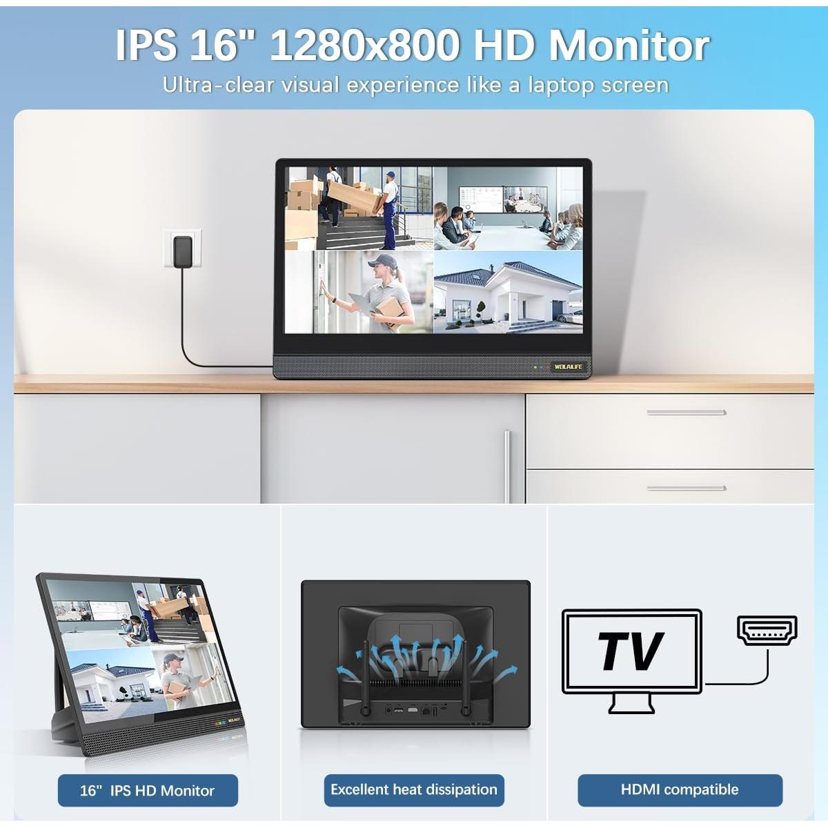 Sistema de Seguridad Inalámbrico WEILAILIFE 5MP con Pantalla 16"