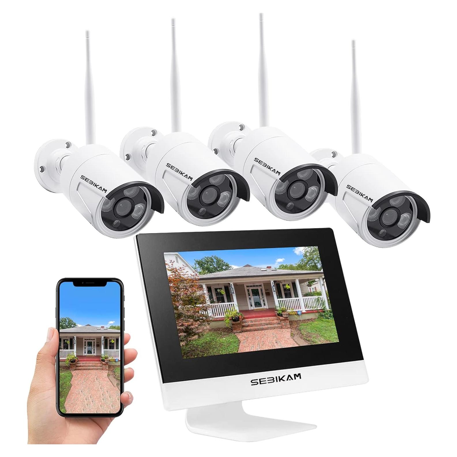 Sistema de Cámara de Seguridad Inalámbrico Sebikam 2K 4 Cámaras