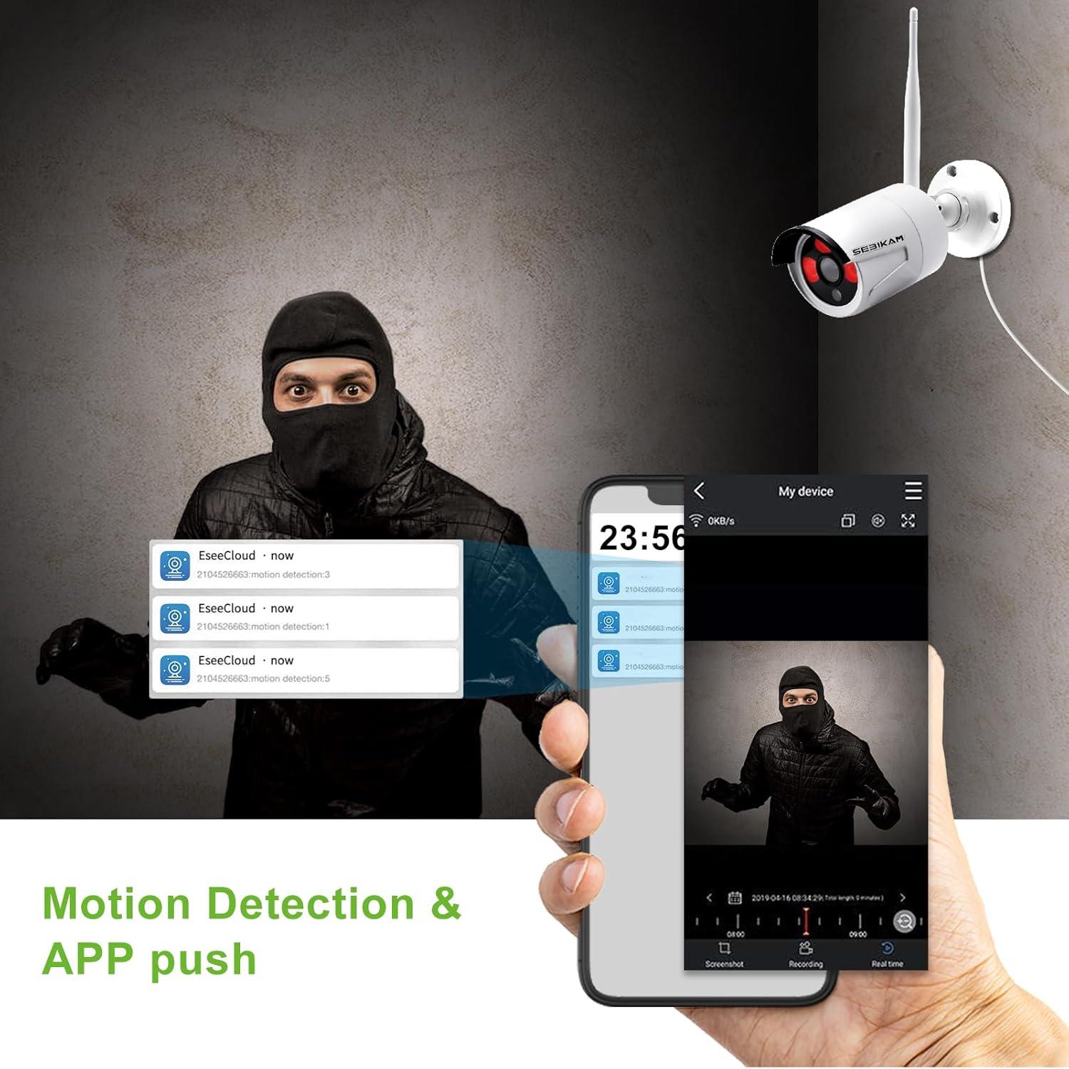 Sistema de Cámara de Seguridad Inalámbrico Sebikam 2K 4 Cámaras