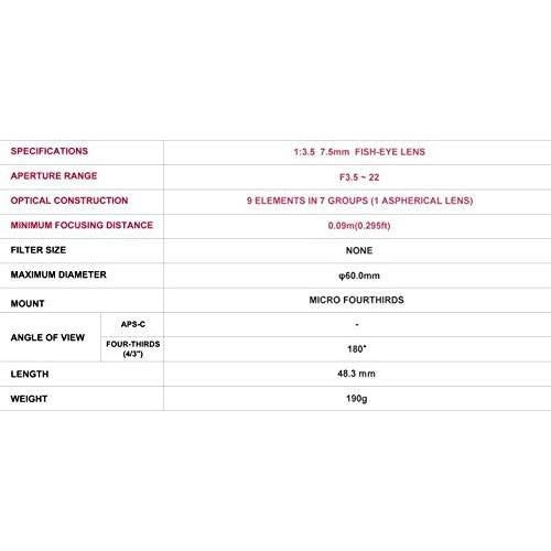 Lente Fisheye Samyang 7.5mm F3.5 Manual Micro 4/3 Plata