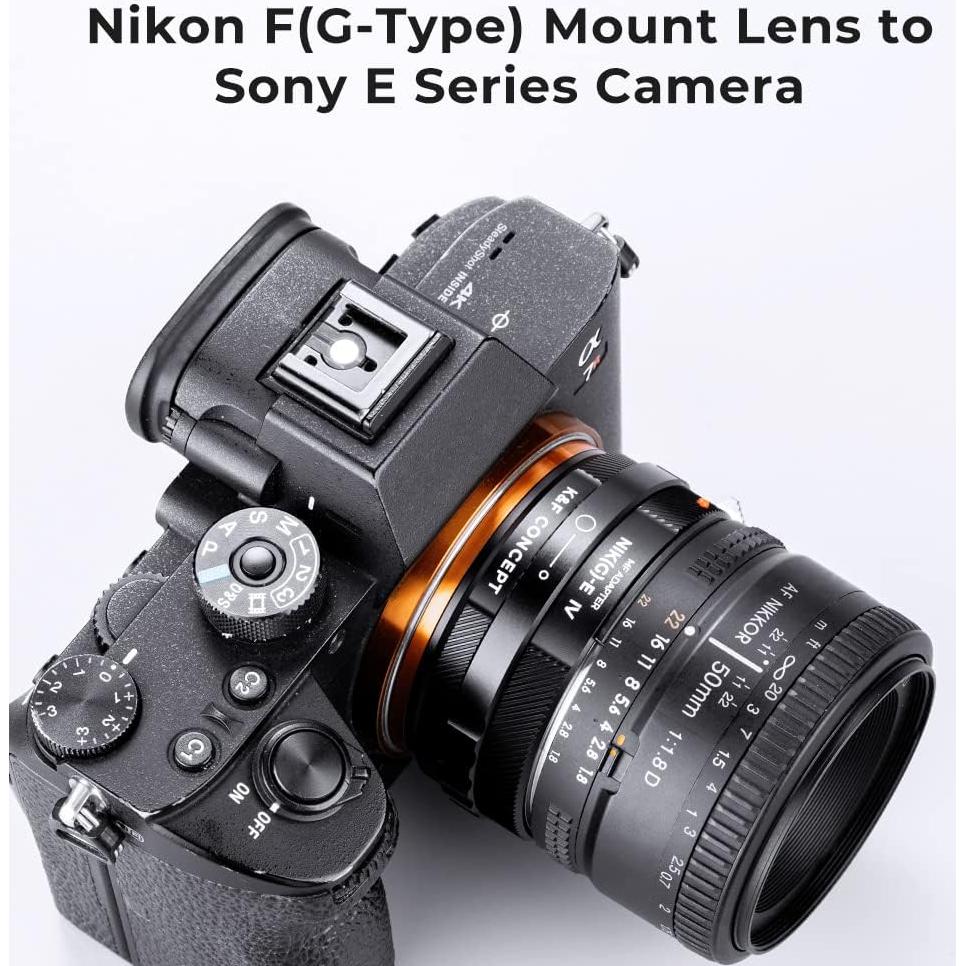 Adaptador de Montura K&F Concept NIK(G)-NEX IV para Lentes Nikon F a Sony E