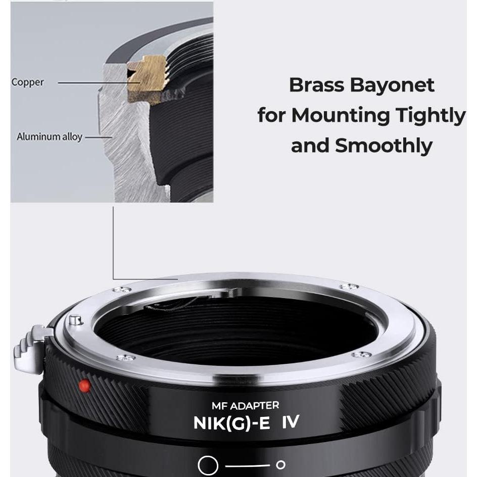 Adaptador de Montura K&F Concept NIK(G)-NEX IV para Lentes Nikon F a Sony E