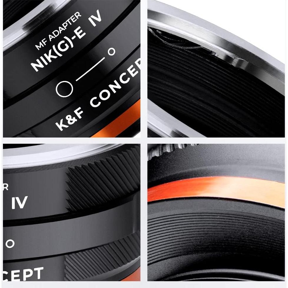 Adaptador de Montura K&F Concept NIK(G)-NEX IV para Lentes Nikon F a Sony E