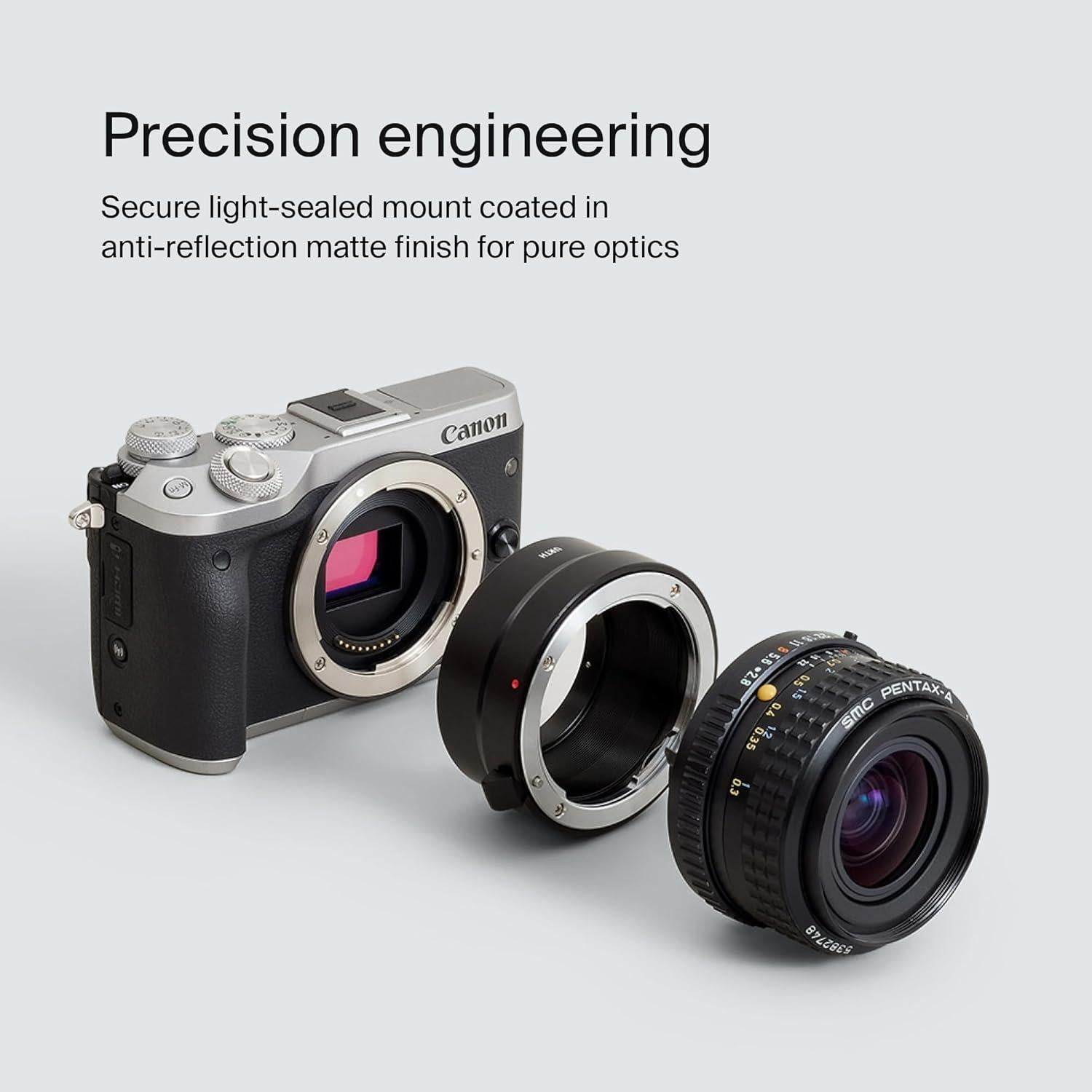 Adaptador de Montura Urth Pentax K a EF-M - Manual, Aluminio