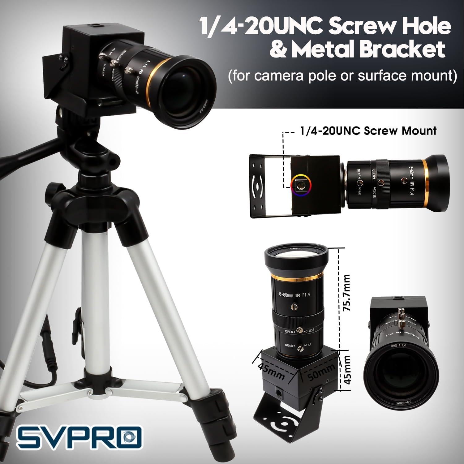 Cámara USB SVPRO 5MP 30FPS Telefoto 5-50mm para PC