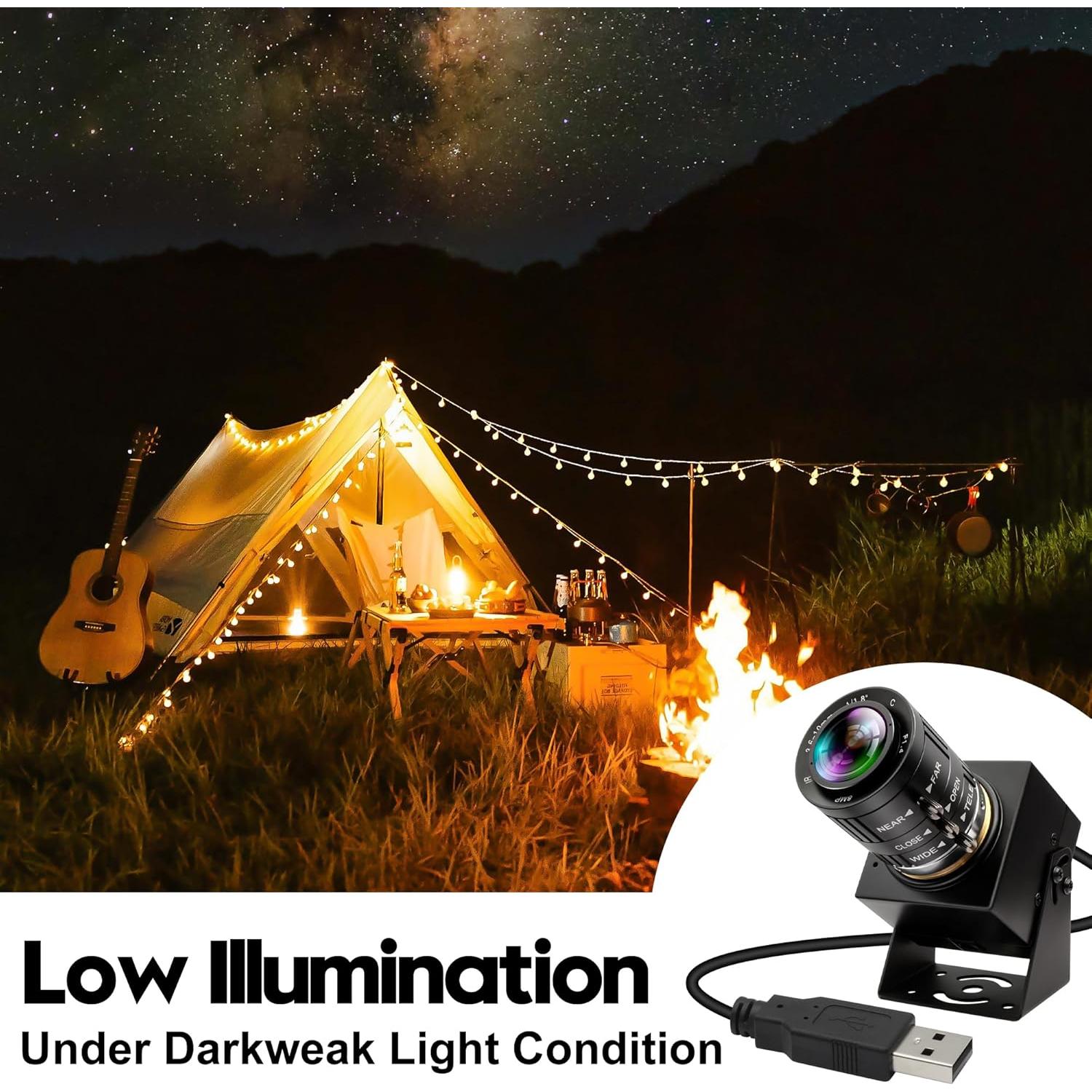 Cámara USB 4K IFWATER 12MP Lente Manual 3.6-10mm 120fps