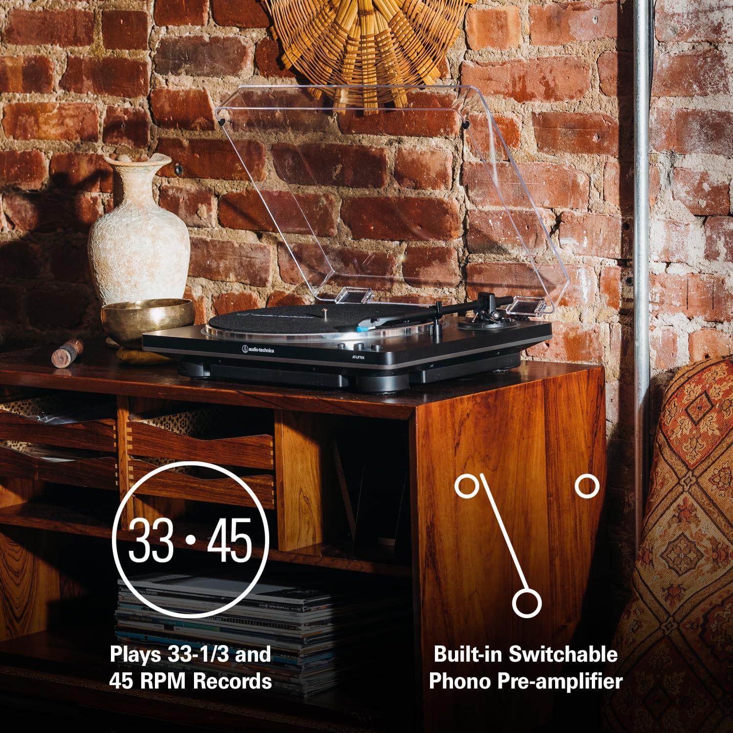 Tocadiscos Automático Audio-Technica AT-LP70X Negro/Gris