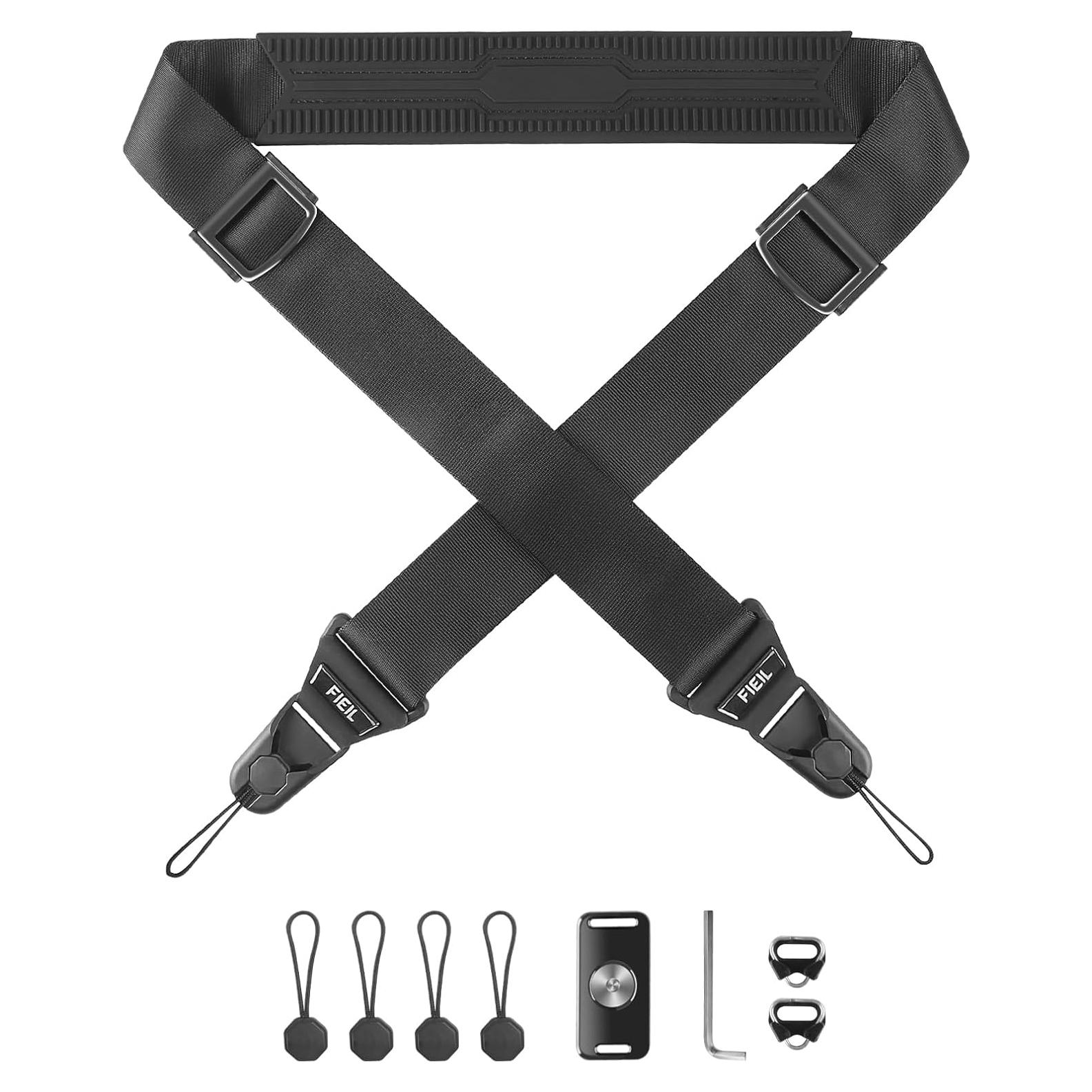 Correa de cámara FIEIL negra ajustable con hebillas rápidas