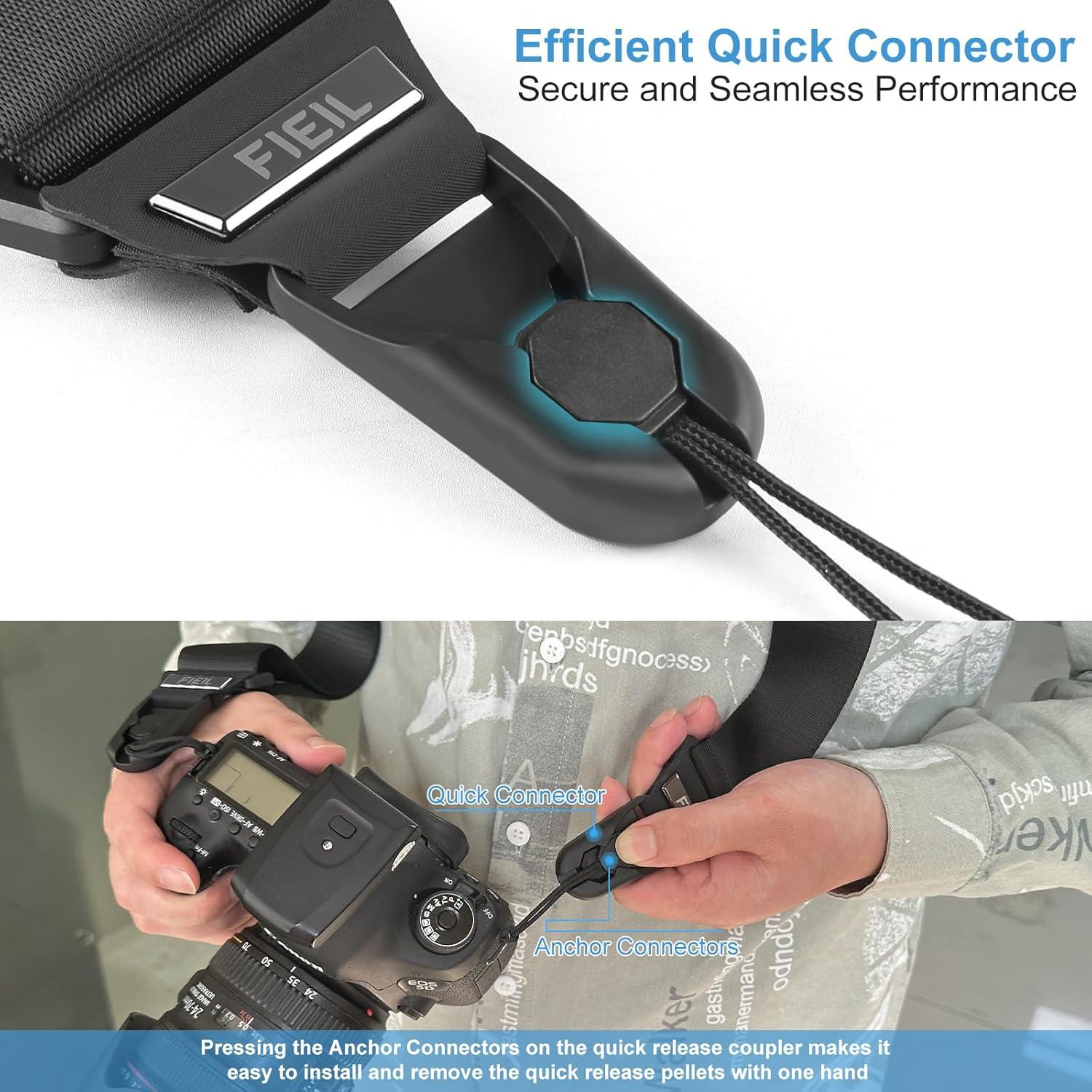 Correa de cámara FIEIL negra ajustable con hebillas rápidas