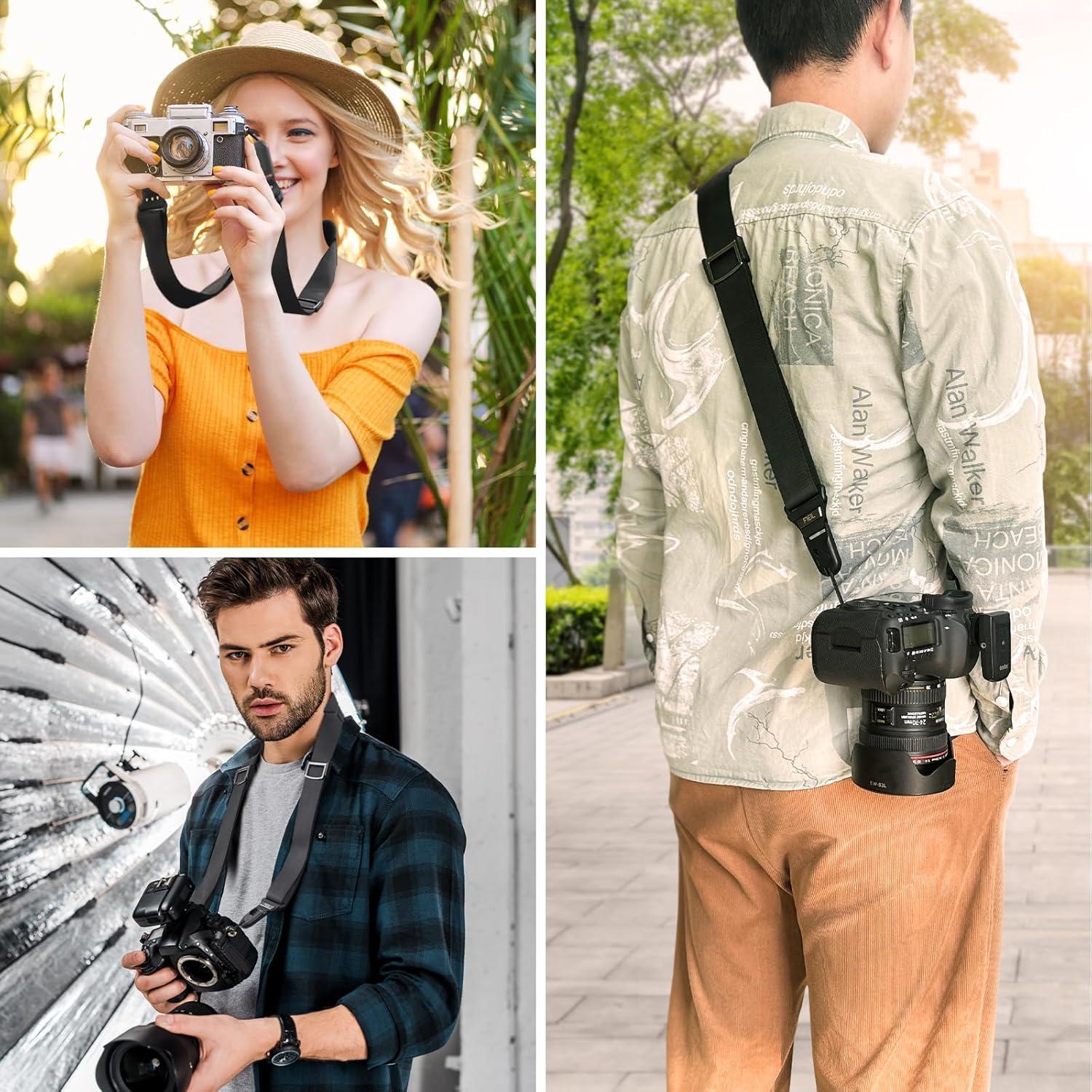 Correa de cámara FIEIL negra ajustable con hebillas rápidas