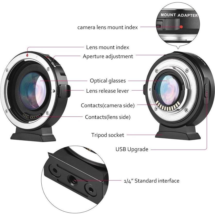 Adaptador de lente VILTROX EF-M2II para Canon EF a M4/3
