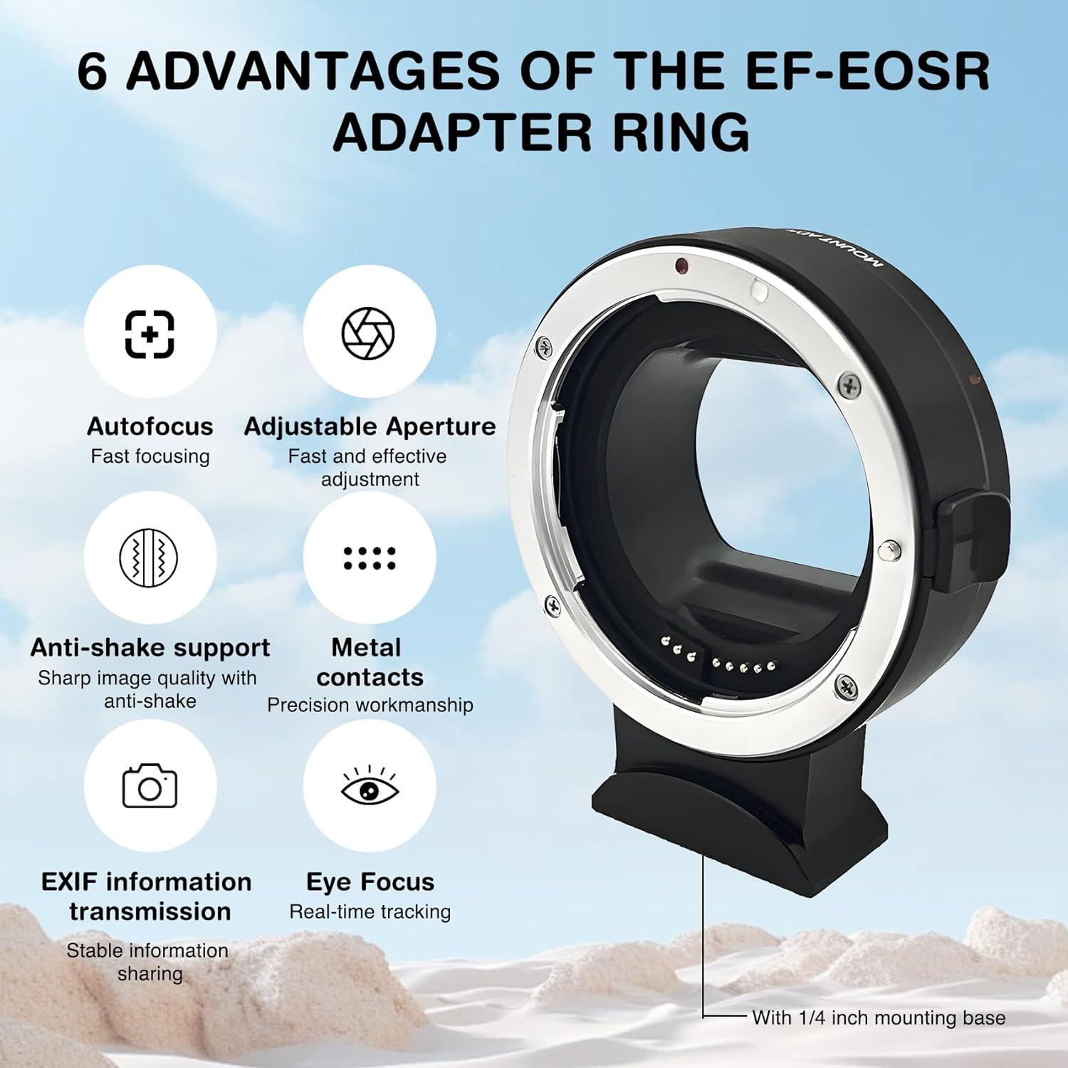 Adaptador de Montura de Lente Canon EF-EOS R - Enfoque Automático