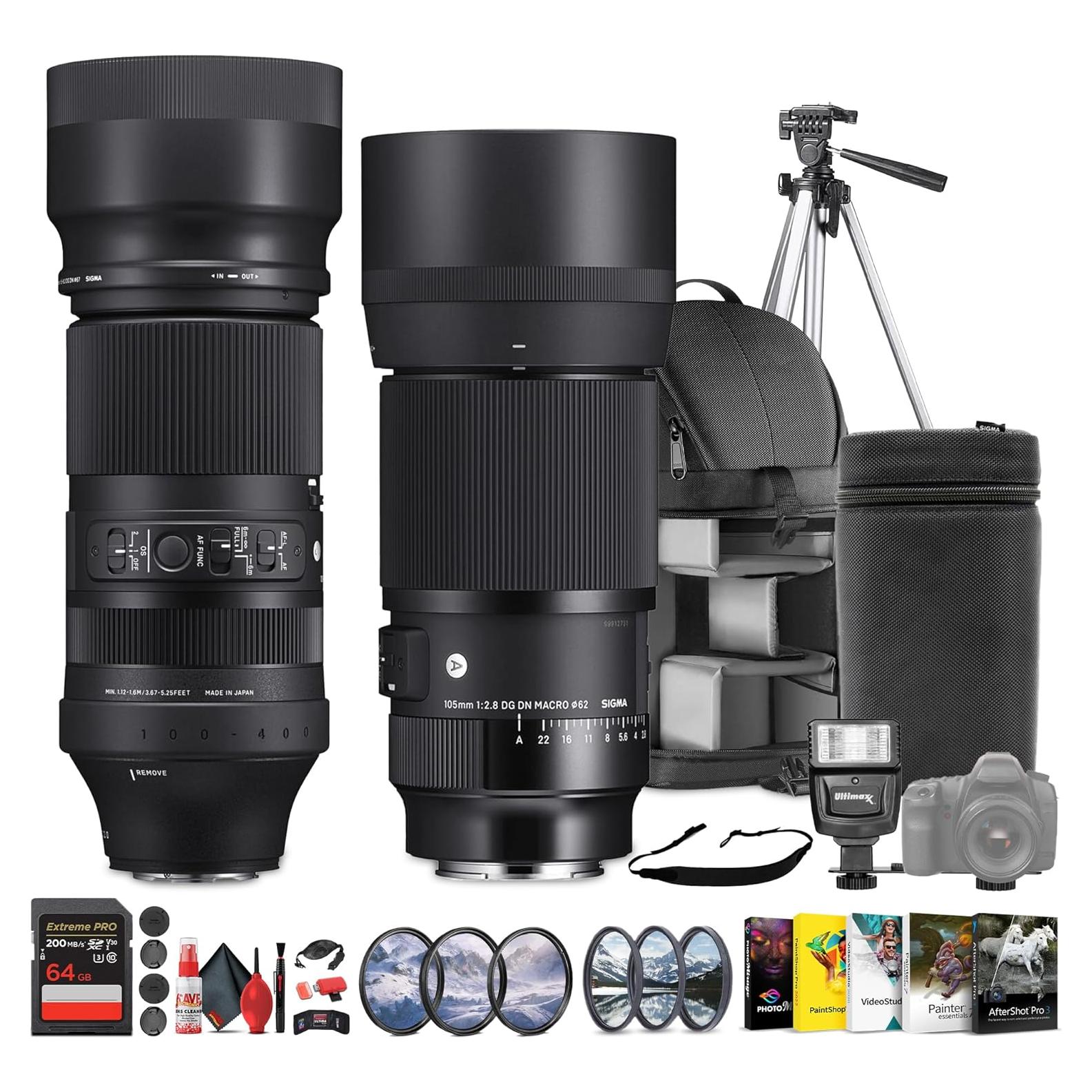 Paquete de Lentes Sigma 100-400mm y 105mm para Sony E