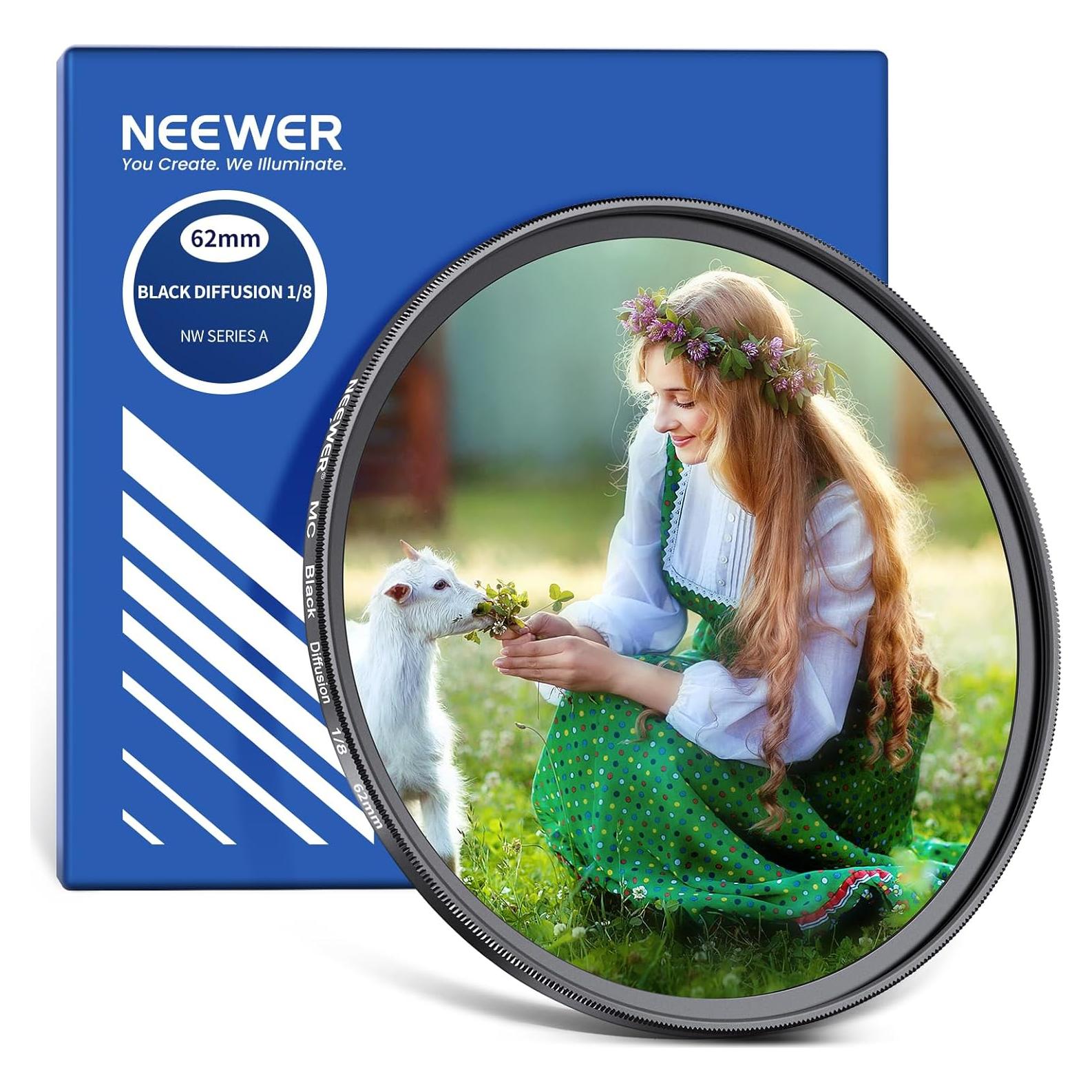 Filtro de Difusión Neewer 1/8 62mm para Fotografía y Video