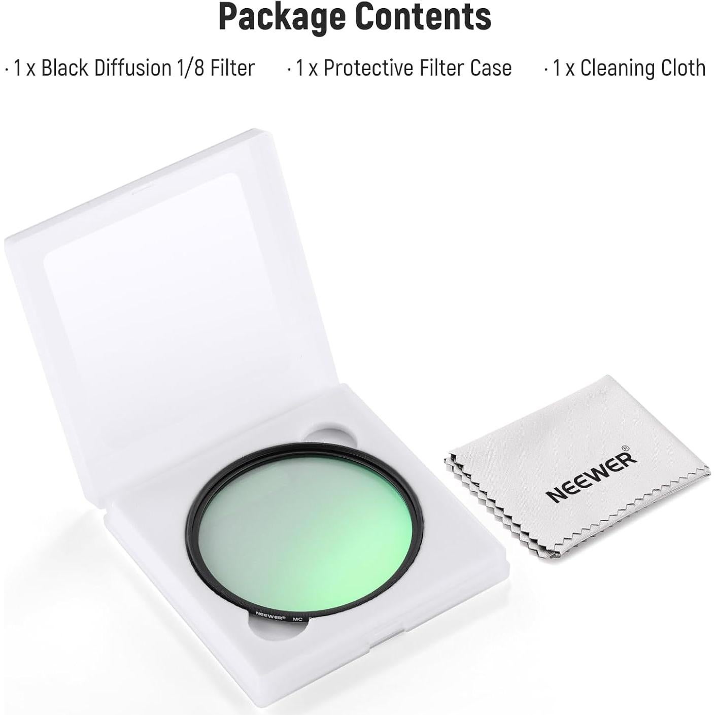Filtro de Difusión Neewer 1/8 62mm para Fotografía y Video