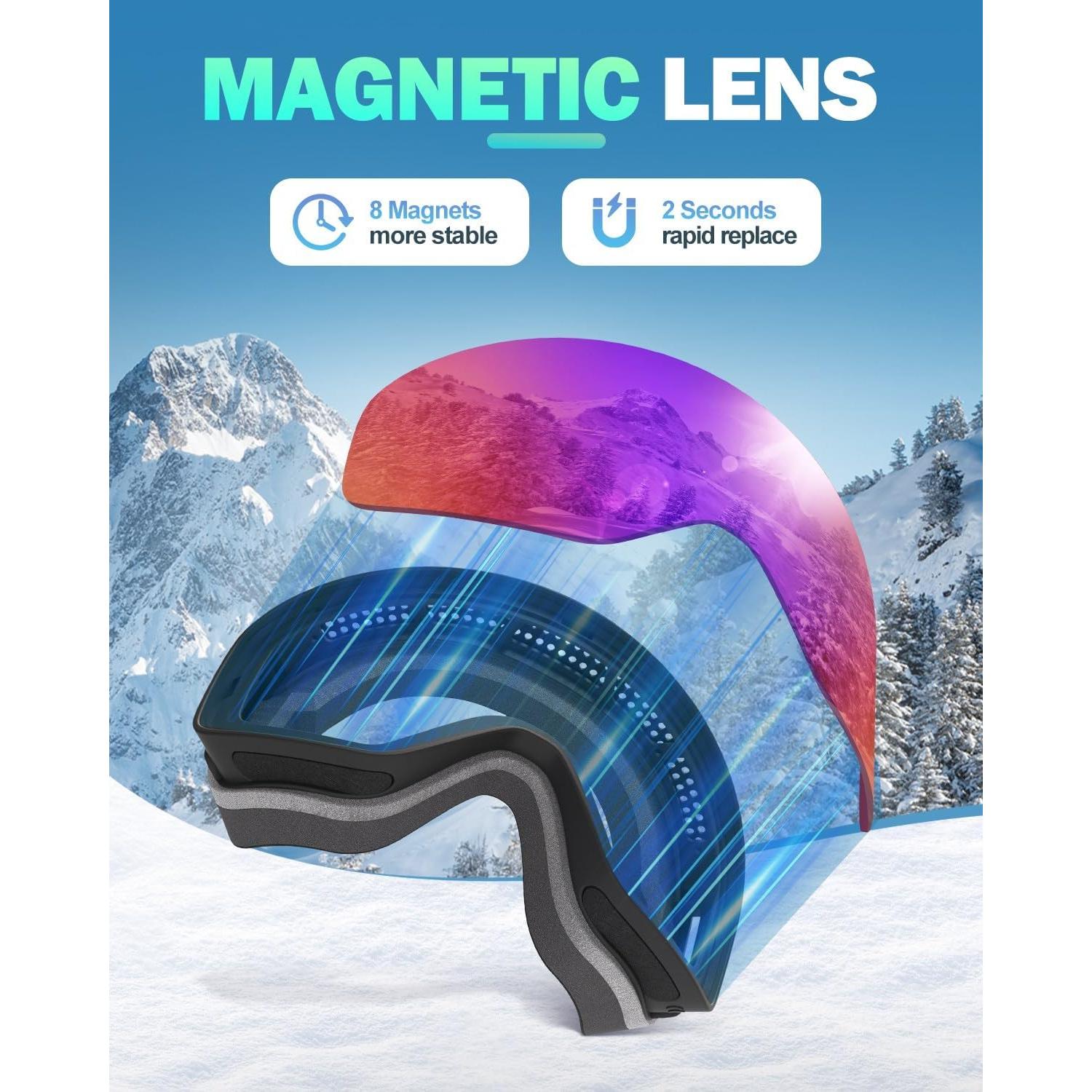 Lentes de Reemplazo SNOWALVA UV400 Doble Capa 10 Colores