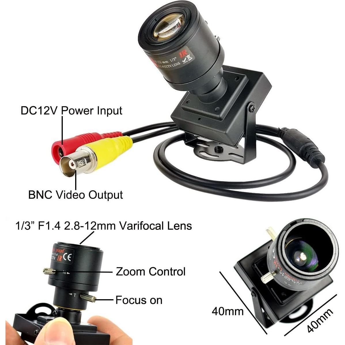 Cámara de Seguridad Mini HD 960H 1000TVL EFFIO CCD 2.8-12mm