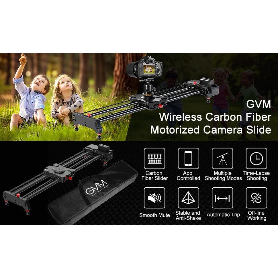 Deslizador de cámara motorizado GVM 120cm fibra de carbono