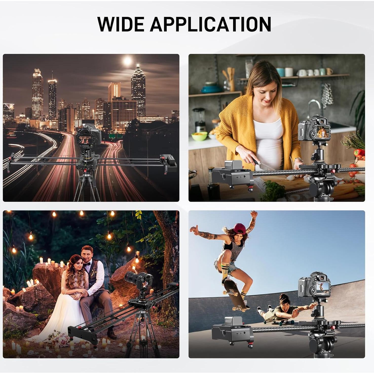 Deslizador de cámara motorizado GVM 120cm fibra de carbono