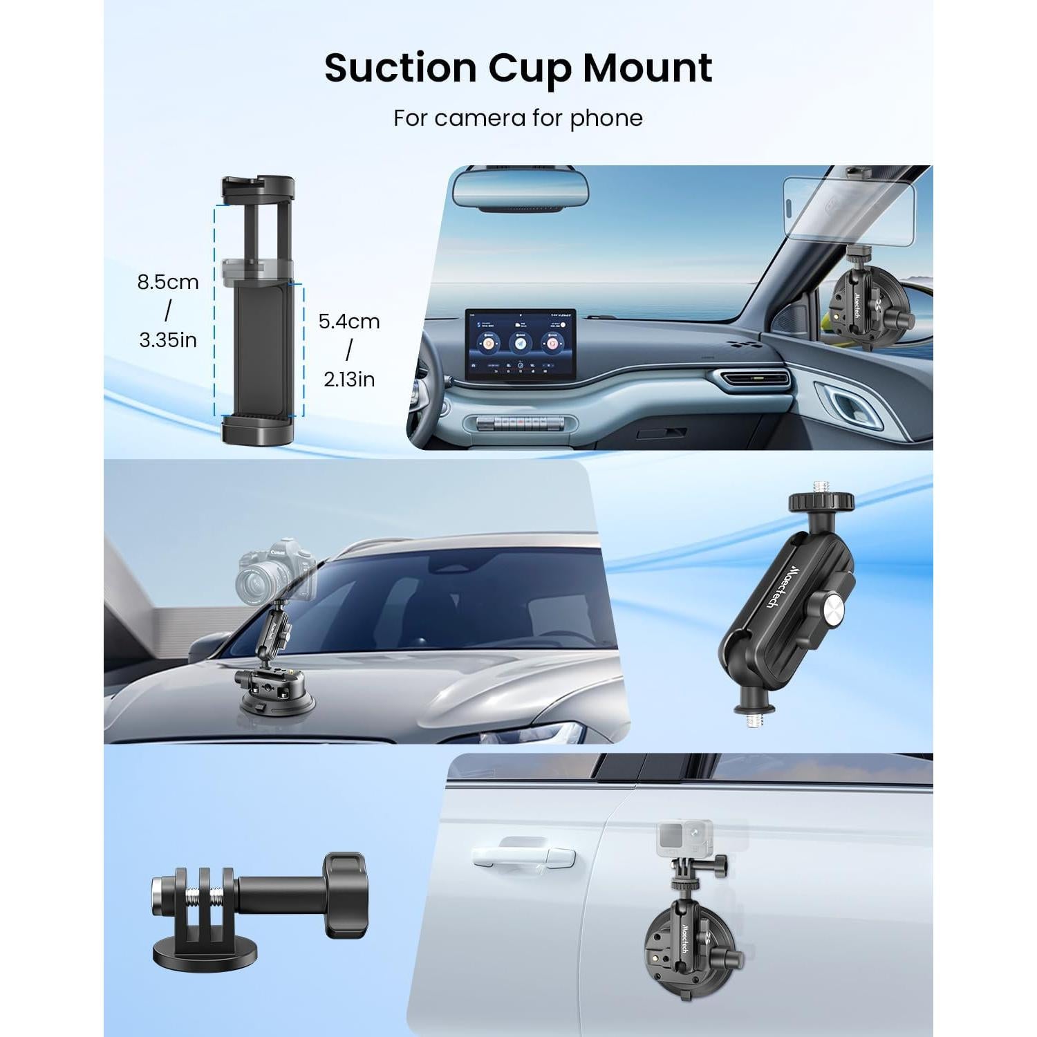Soporte de Ventosa 10.16 cm Maectech para Cámara y Teléfono