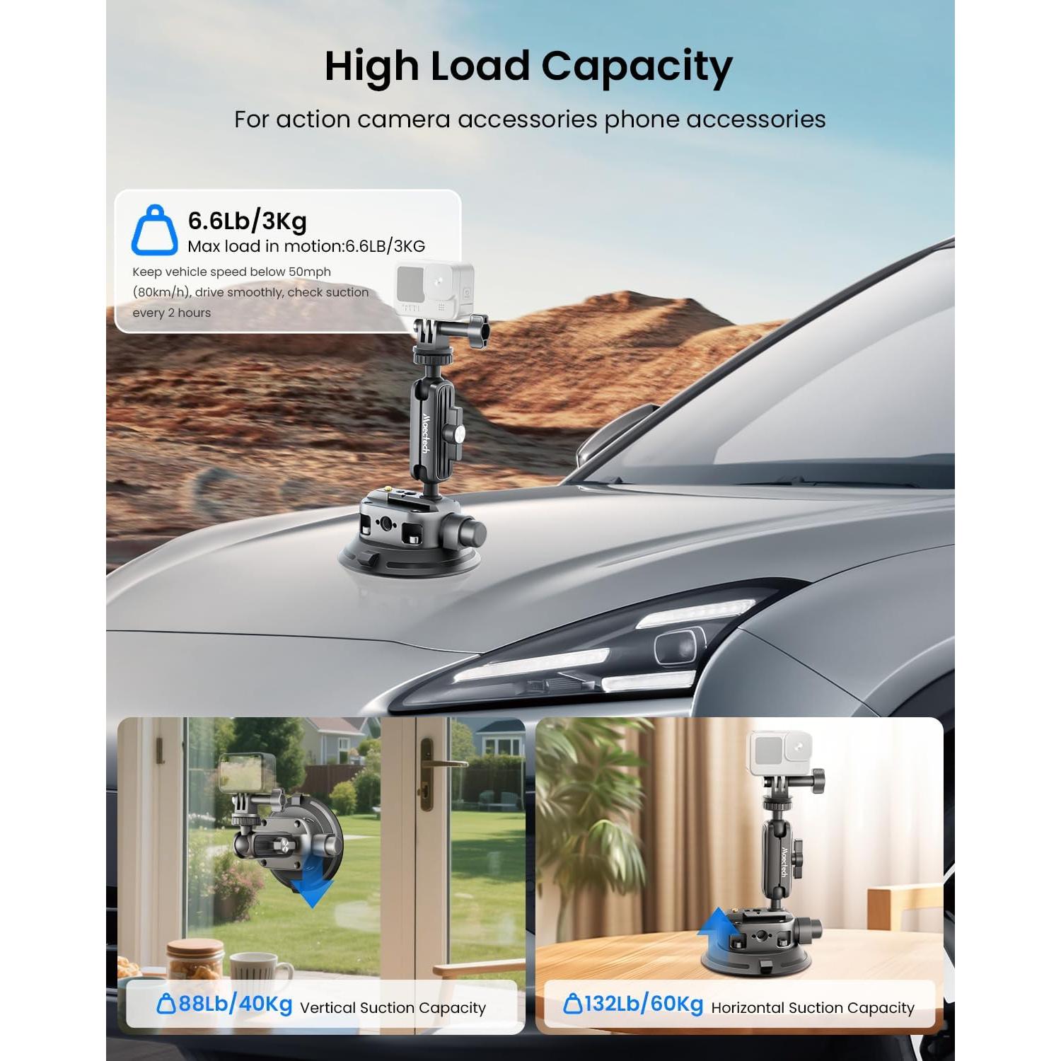 Soporte de Ventosa 10.16 cm Maectech para Cámara y Teléfono