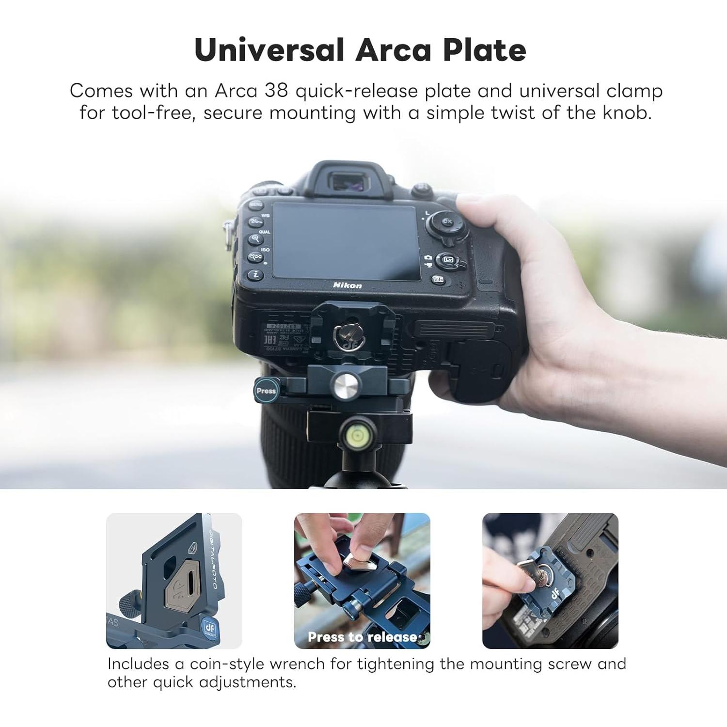 Camera Foldable L Bracket for DSLR, Arca-Swiss Quick Release Vertical Camera Mount, Lightweight CNC Aluminum Tripod Quick Release Plate Compatible with Sony Canon Nikon Fuji 11LB Load