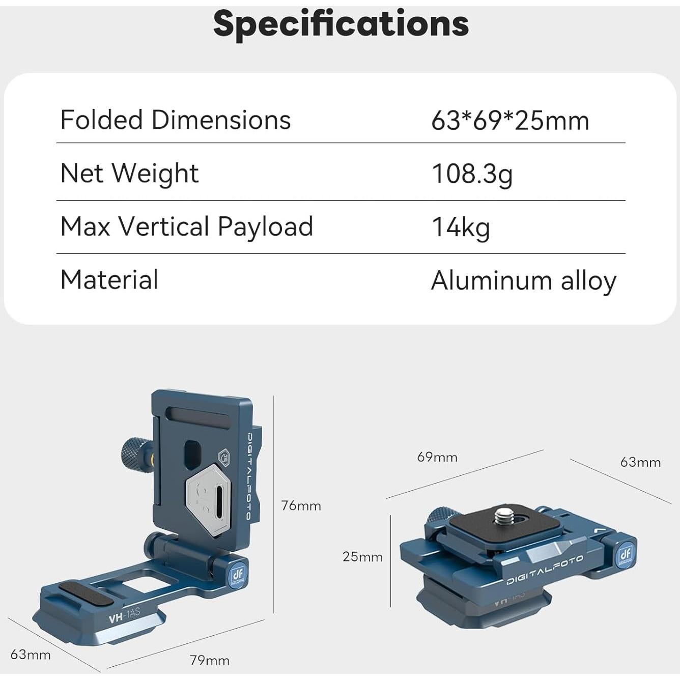Camera Foldable L Bracket for DSLR, Arca-Swiss Quick Release Vertical Camera Mount, Lightweight CNC Aluminum Tripod Quick Release Plate Compatible with Sony Canon Nikon Fuji 11LB Load