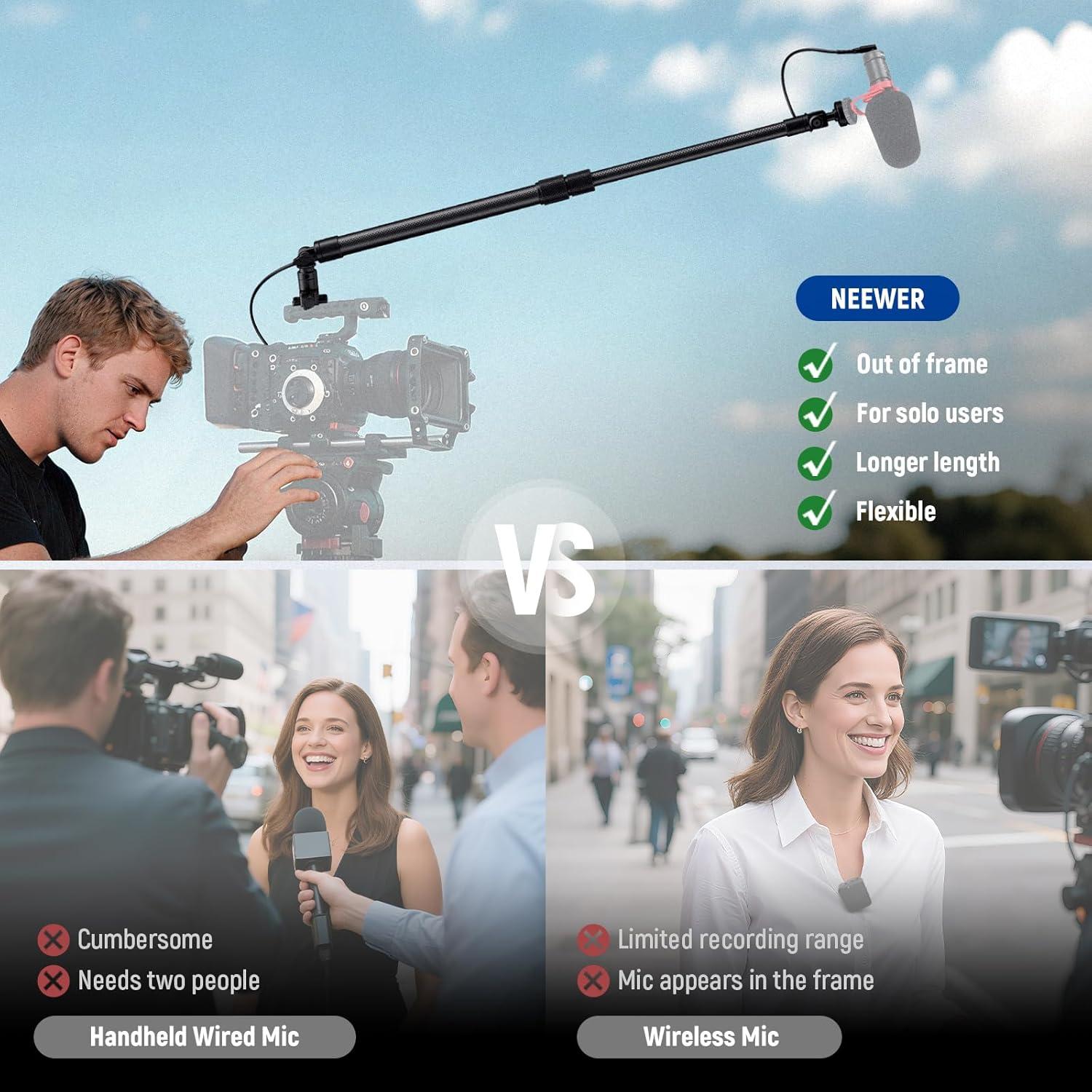 Palo de Micrófono NEEWER BP01 Fibra de Carbono 44-92cm