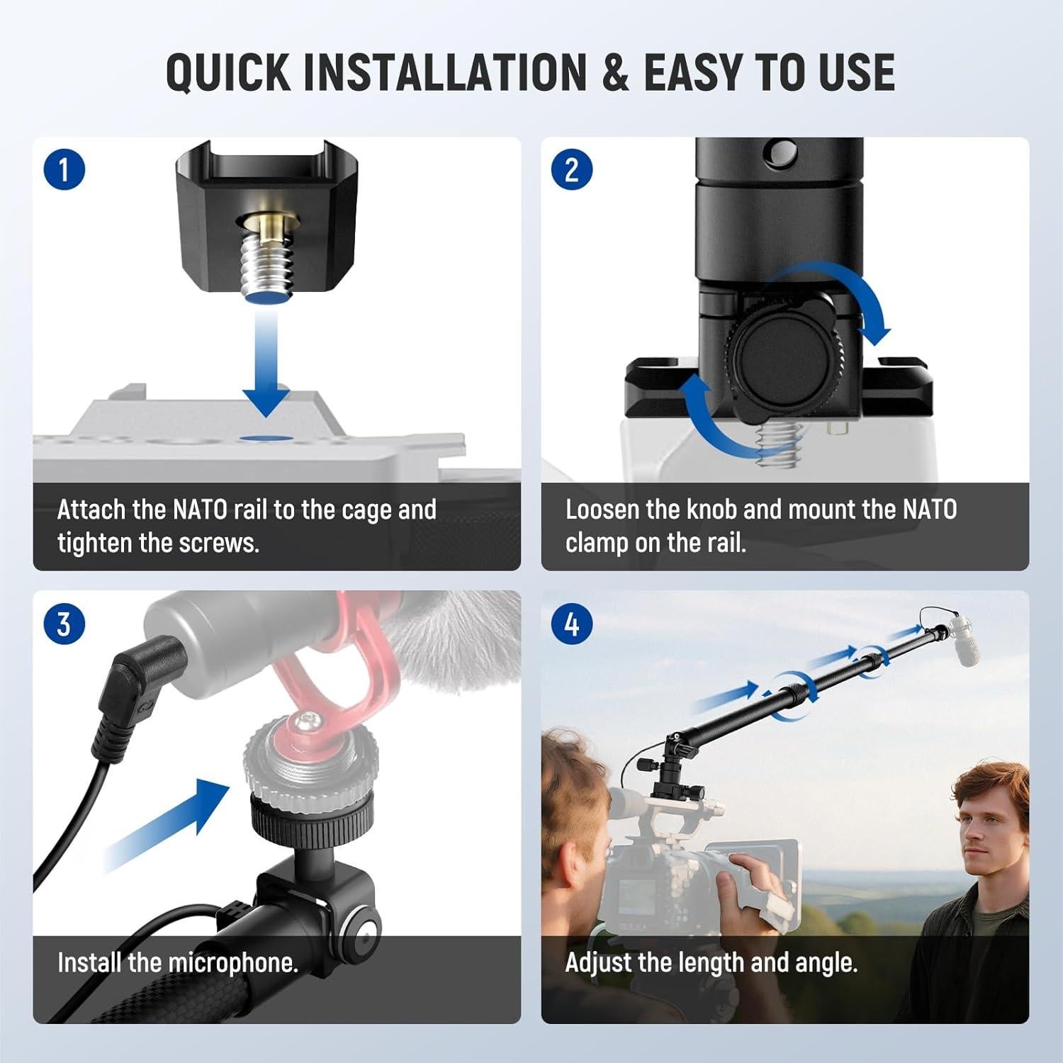 Palo de Micrófono NEEWER BP01 Fibra de Carbono 44-92cm