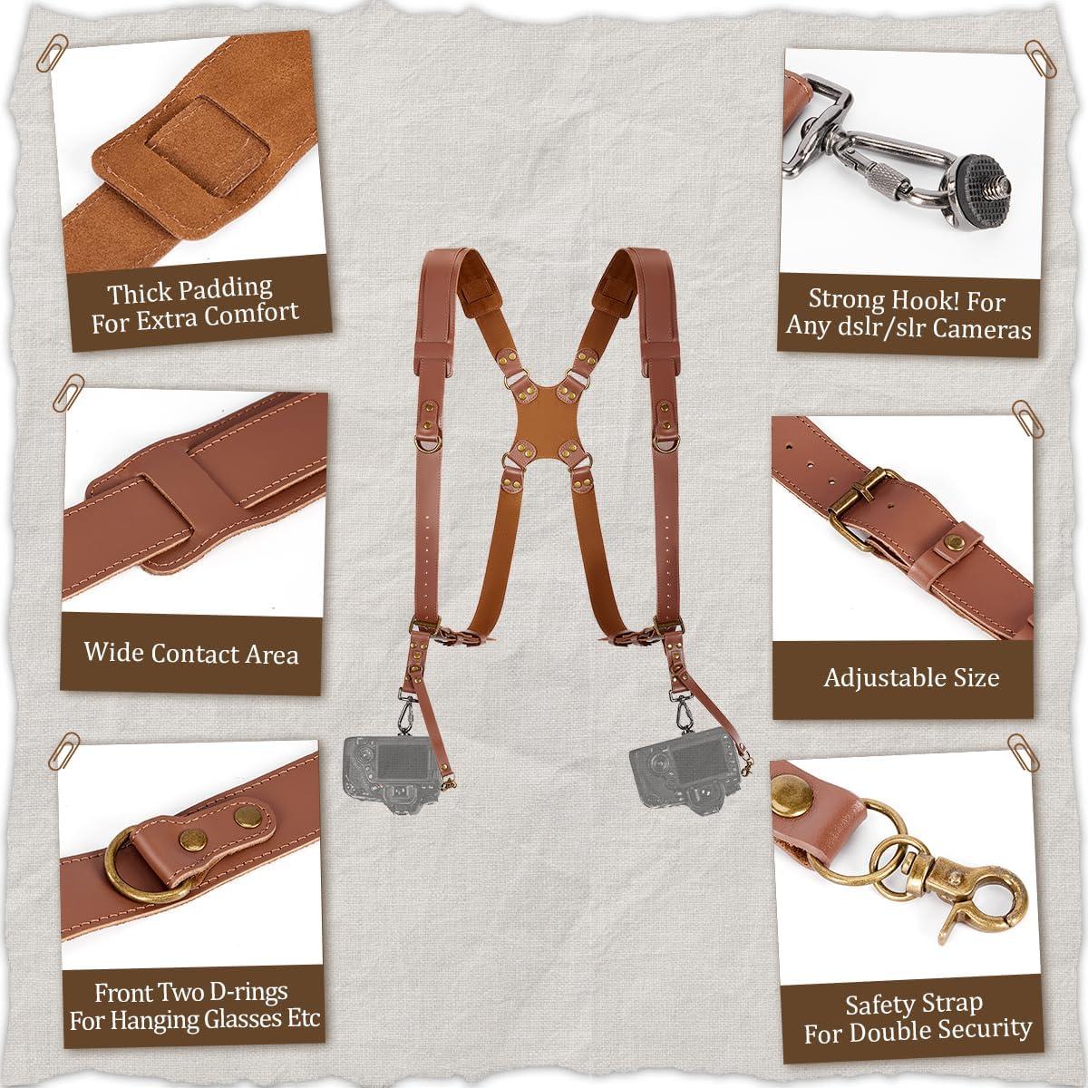 Arnés Doble para Cámara DSLR/SRL Jumyee - Cuero Ajustable