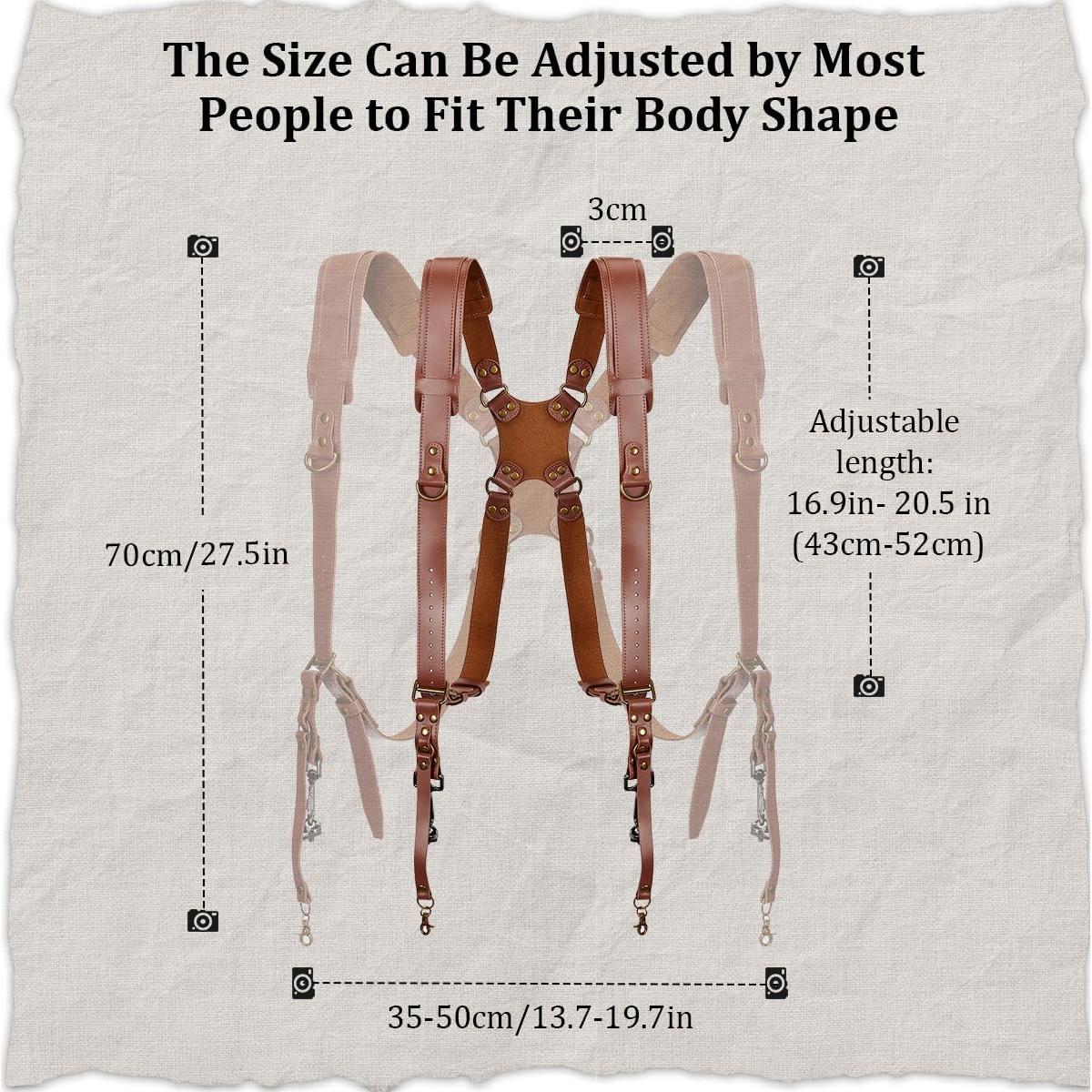 Arnés Doble para Cámara DSLR/SRL Jumyee - Cuero Ajustable