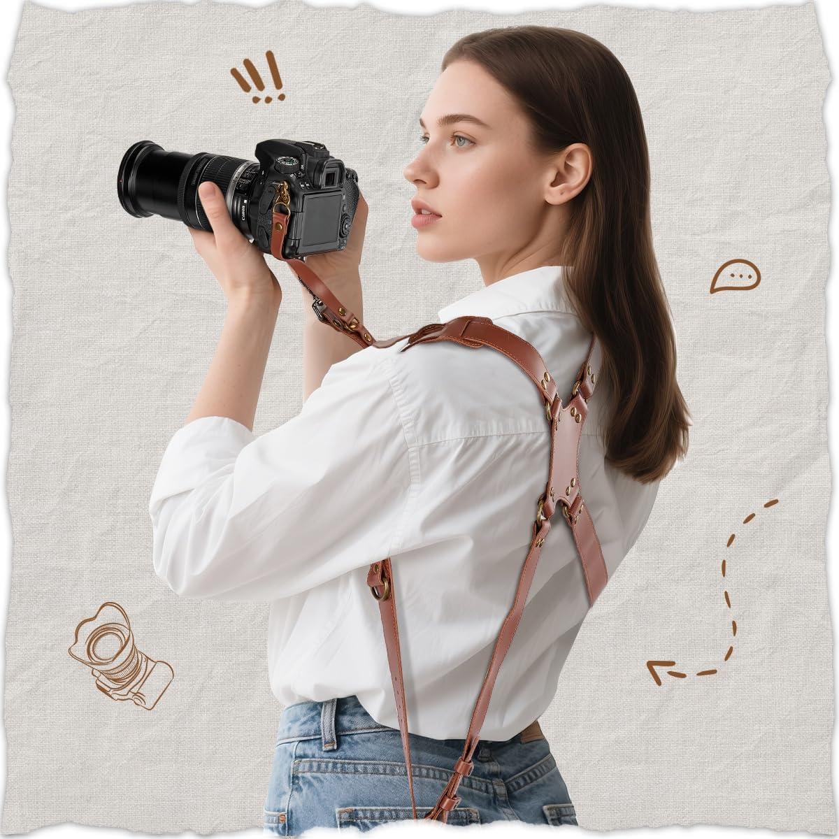 Arnés Doble para Cámara DSLR/SRL Jumyee - Cuero Ajustable