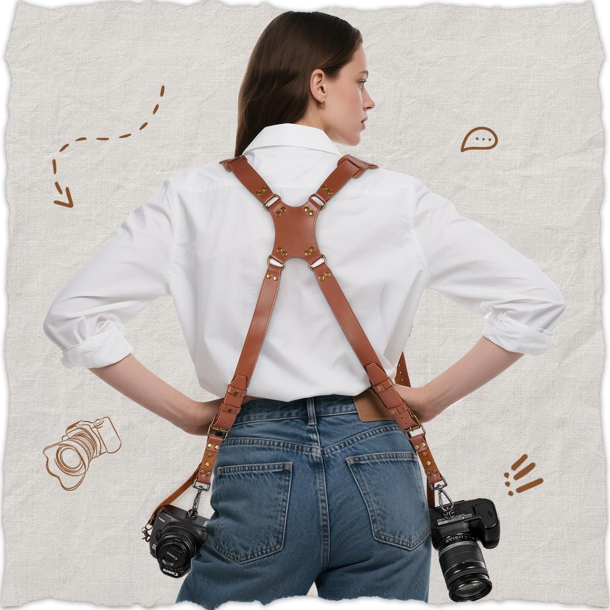 Arnés Doble para Cámara DSLR/SRL Jumyee - Cuero Ajustable