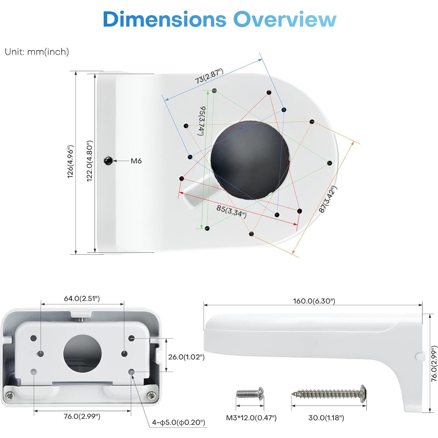 Soporte de Pared Aluminio Impermeable VALUCAM203W para Cámara