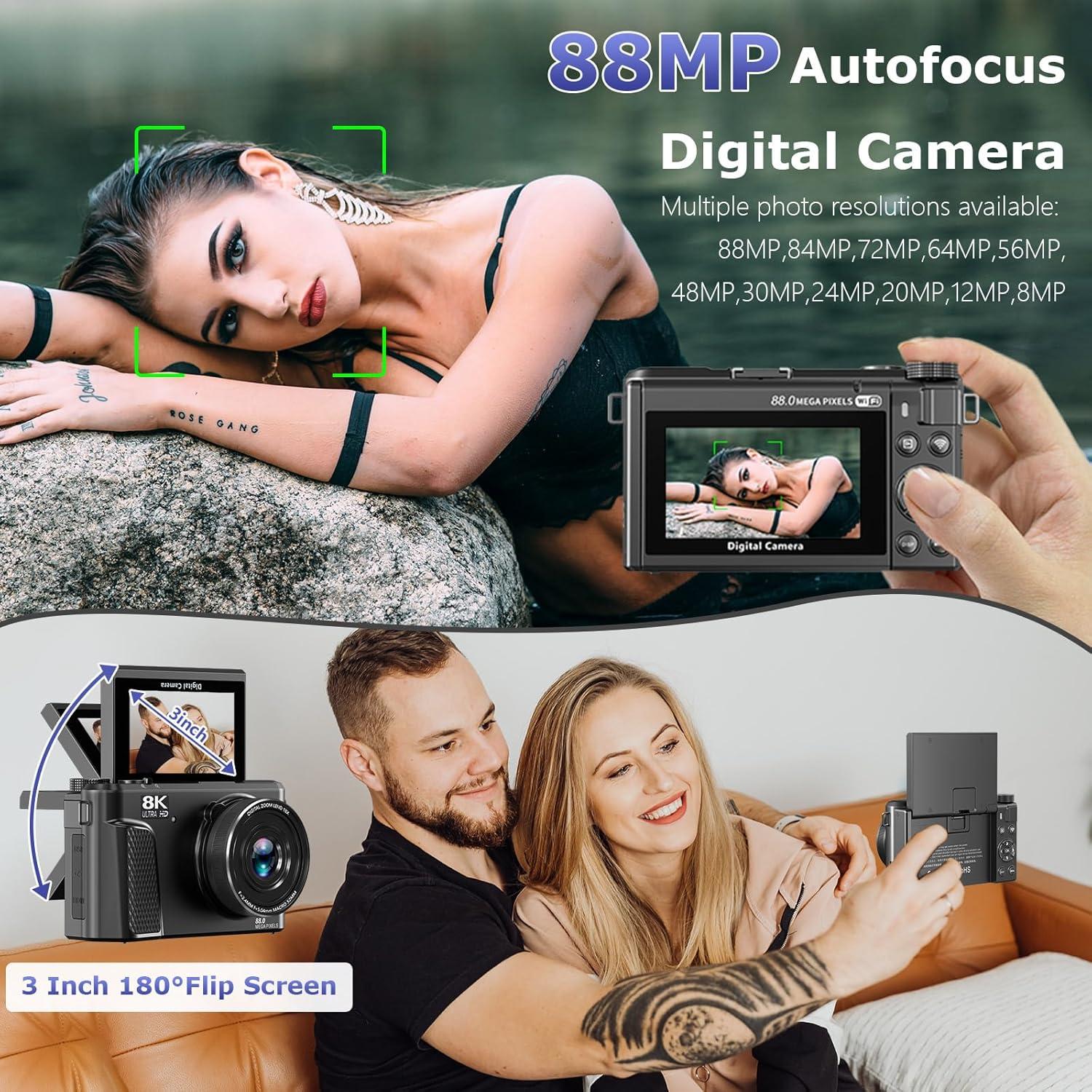 Cámara Digital 8K Gavonde WD300-1 88MP WiFi Zoom 18X