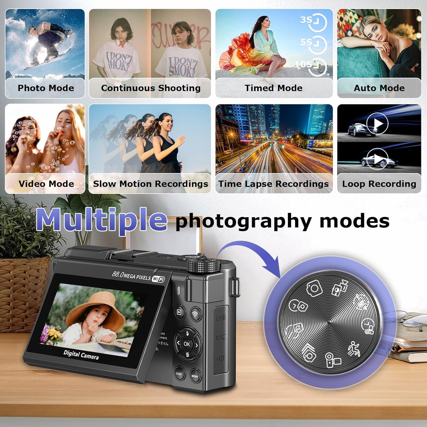 Cámara Digital 8K Gavonde WD300-1 88MP WiFi Zoom 18X