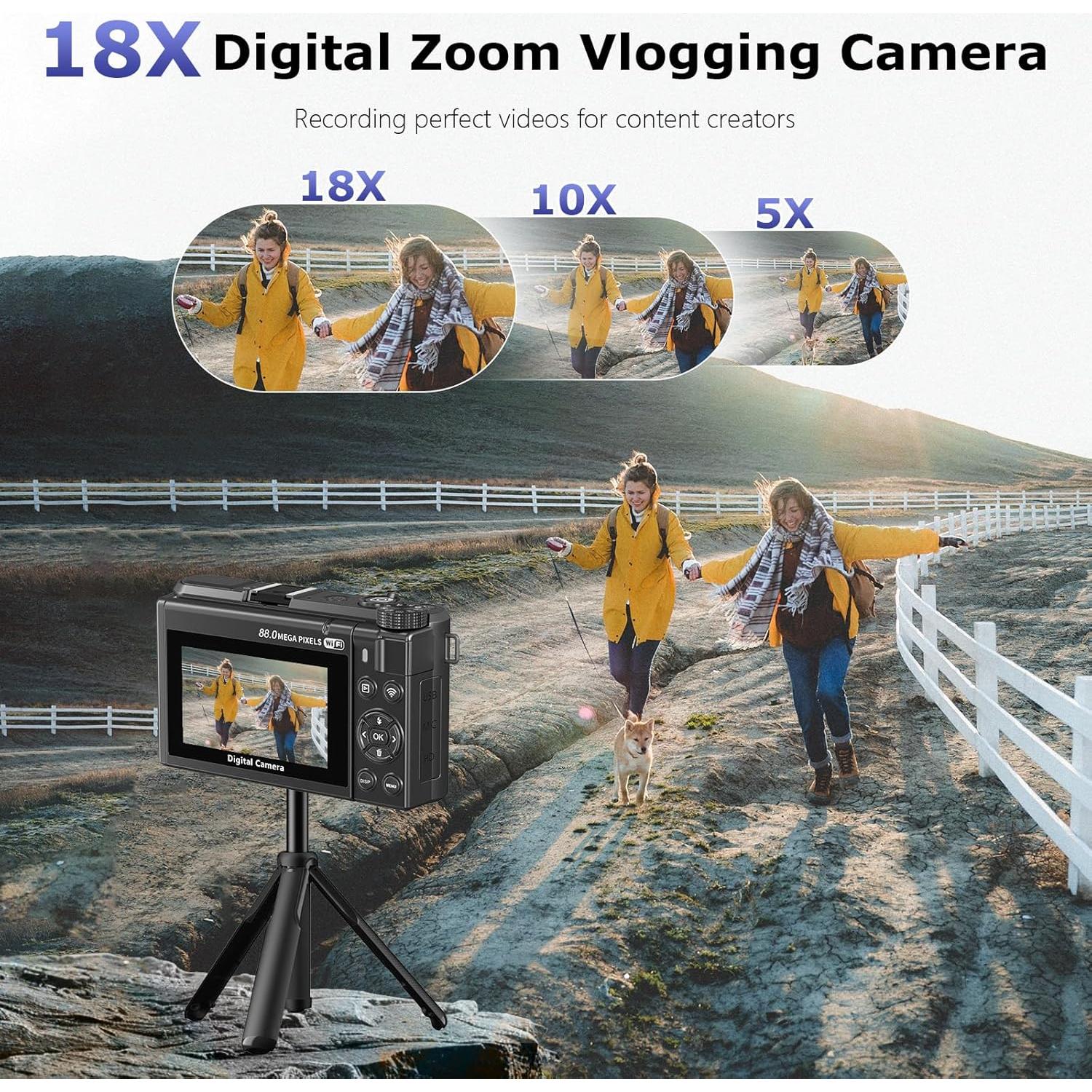 Cámara Digital 8K Gavonde WD300-1 88MP WiFi Zoom 18X