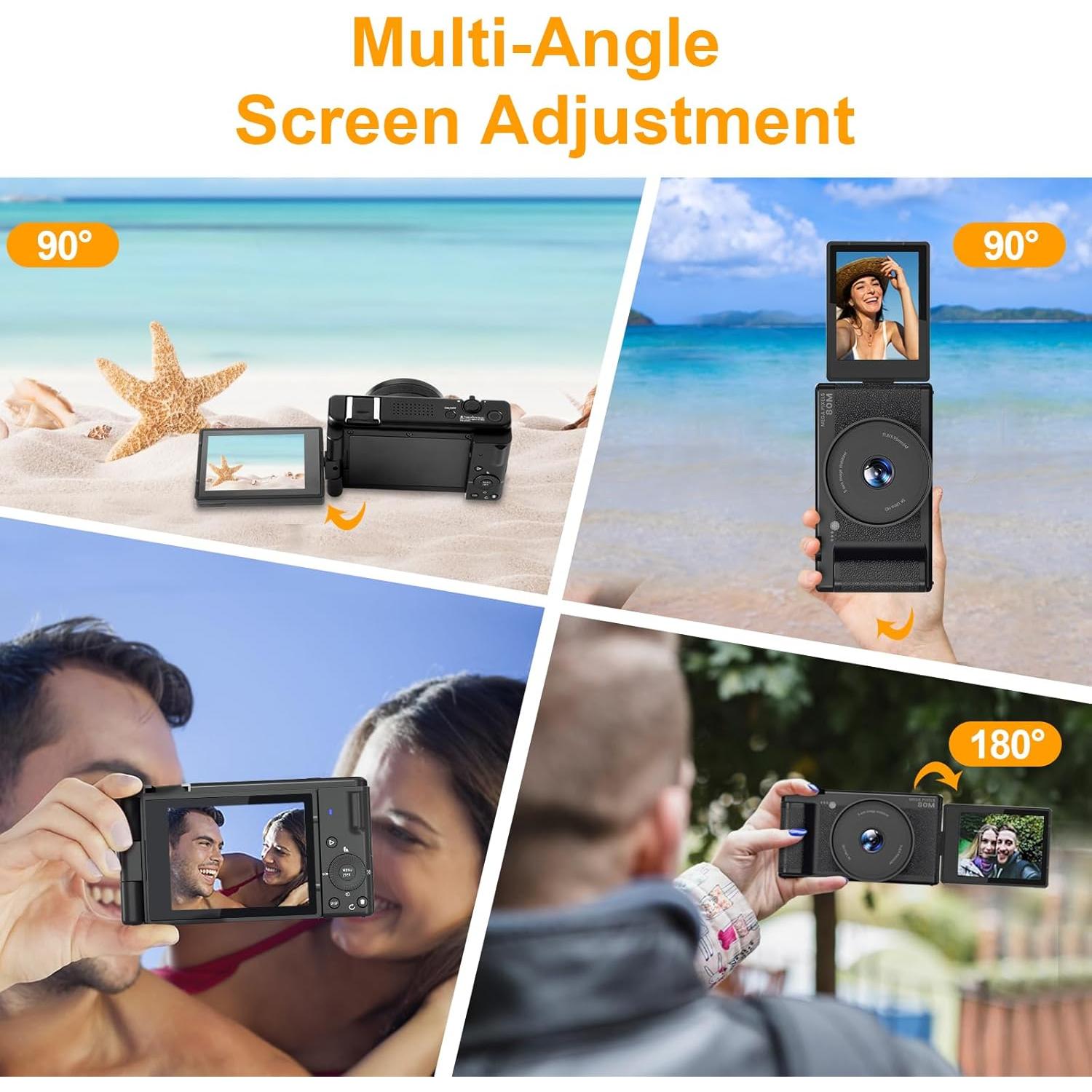 Cámara Digital Uziikl 5K UHD 80MP con Pantalla Flip 3"