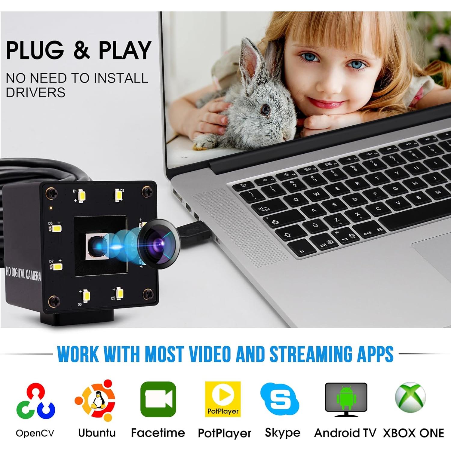 Cámara USB 16MP IFWATER Autofocus 68° Ultra HD Plug&Play