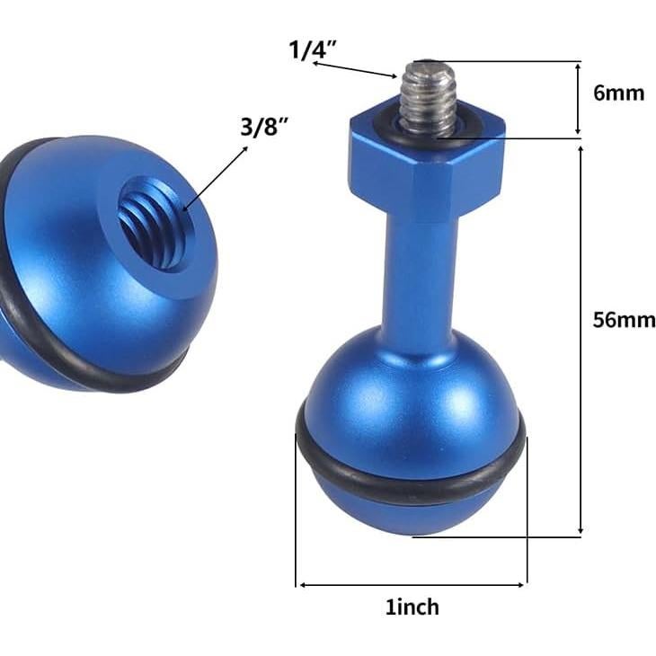 Soporte de Cabeza de Bola Yornimir para Cámara Submarina - Aluminio Azul