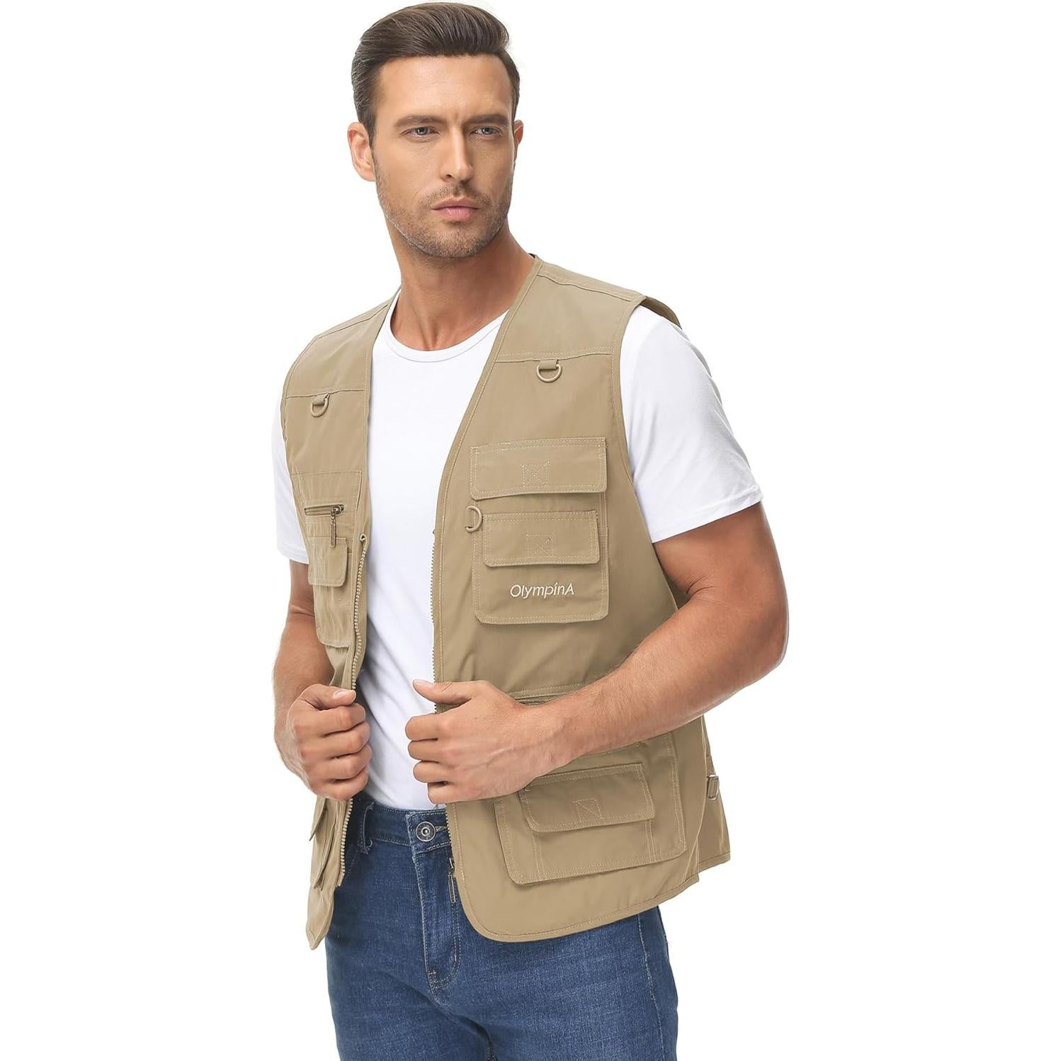 Chaleco de Pesca Lentta para Hombre 16 Bolsillos Secado Rápido