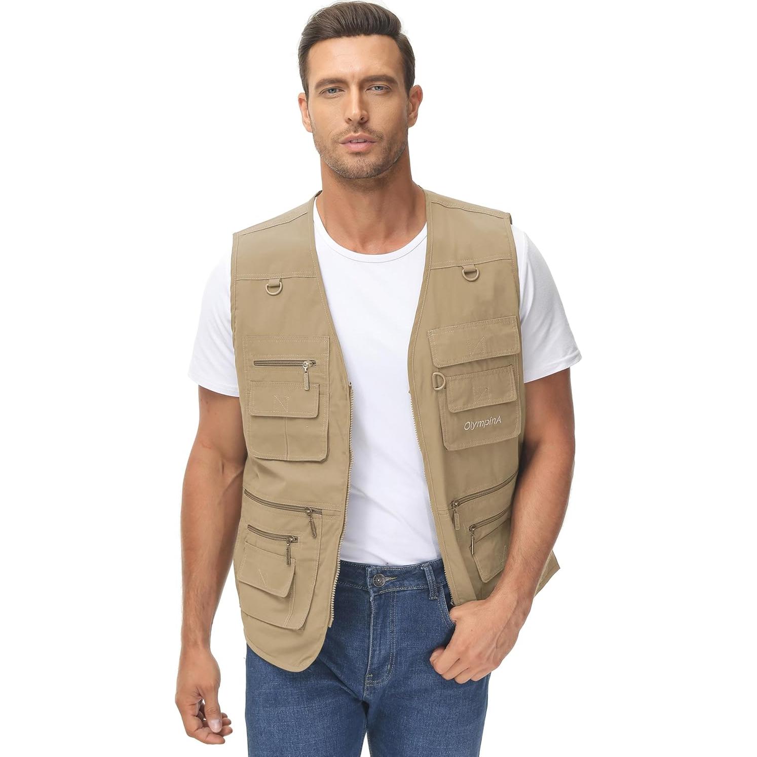 Chaleco de Pesca Lentta para Hombre 16 Bolsillos Secado Rápido