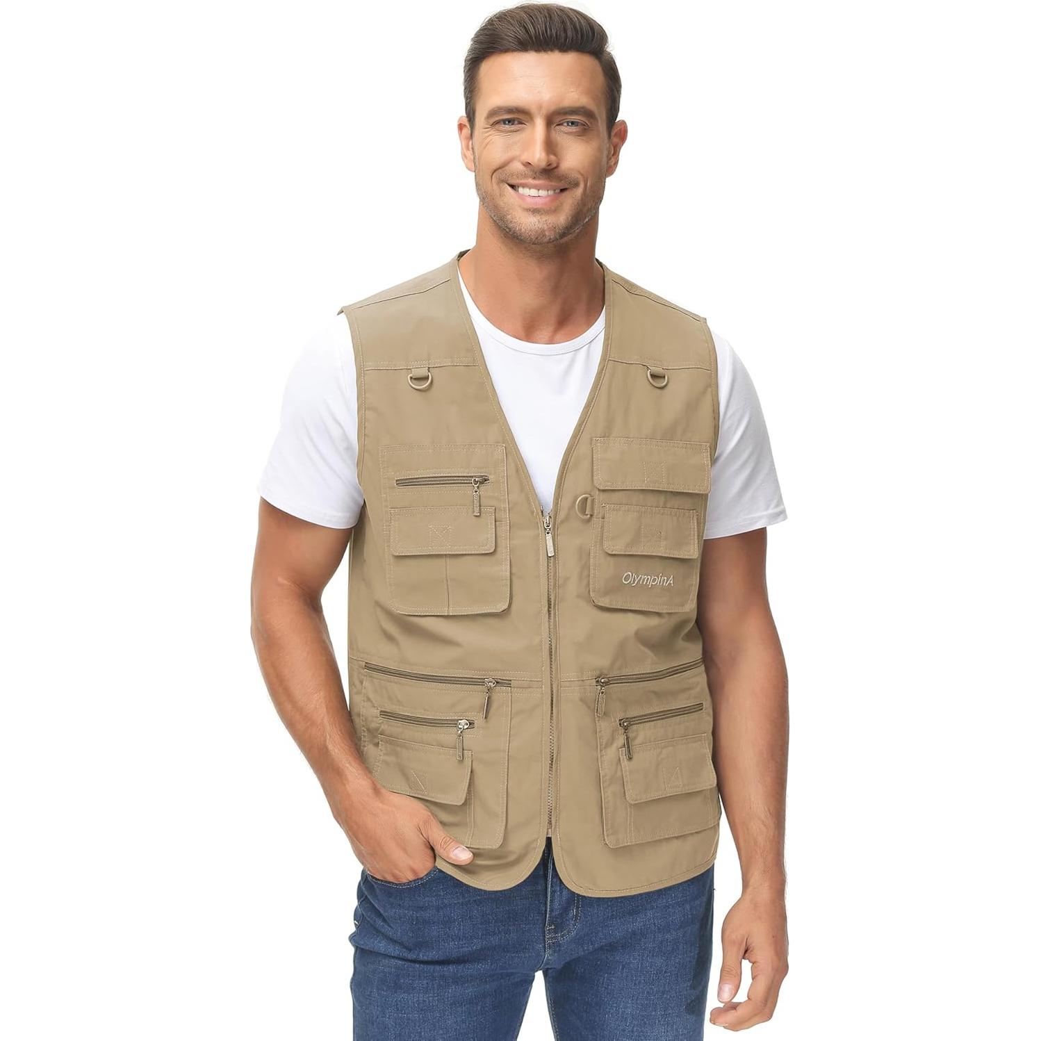 Chaleco de Pesca Lentta para Hombre 16 Bolsillos Secado Rápido