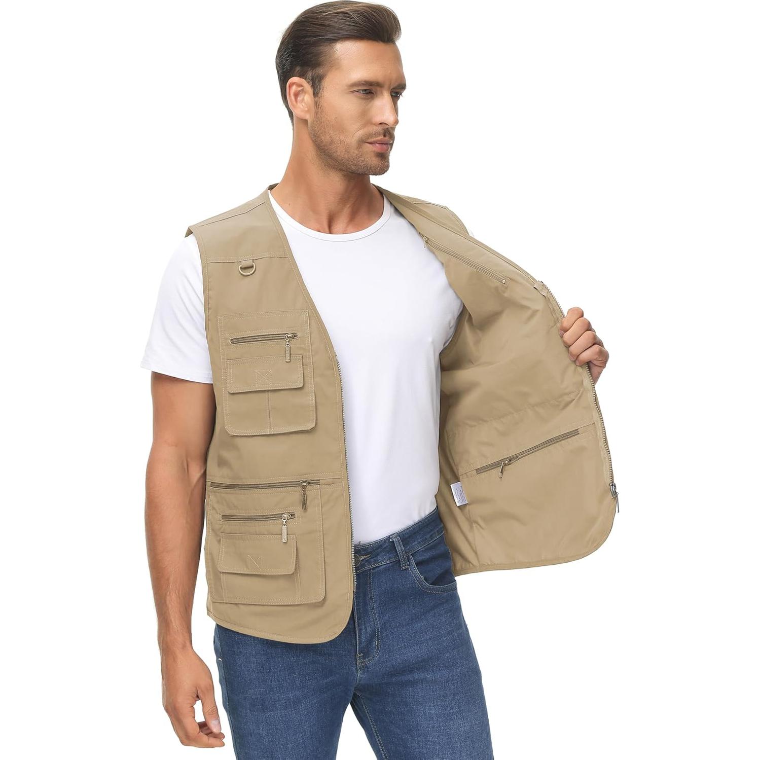 Chaleco de Pesca Lentta para Hombre 16 Bolsillos Secado Rápido