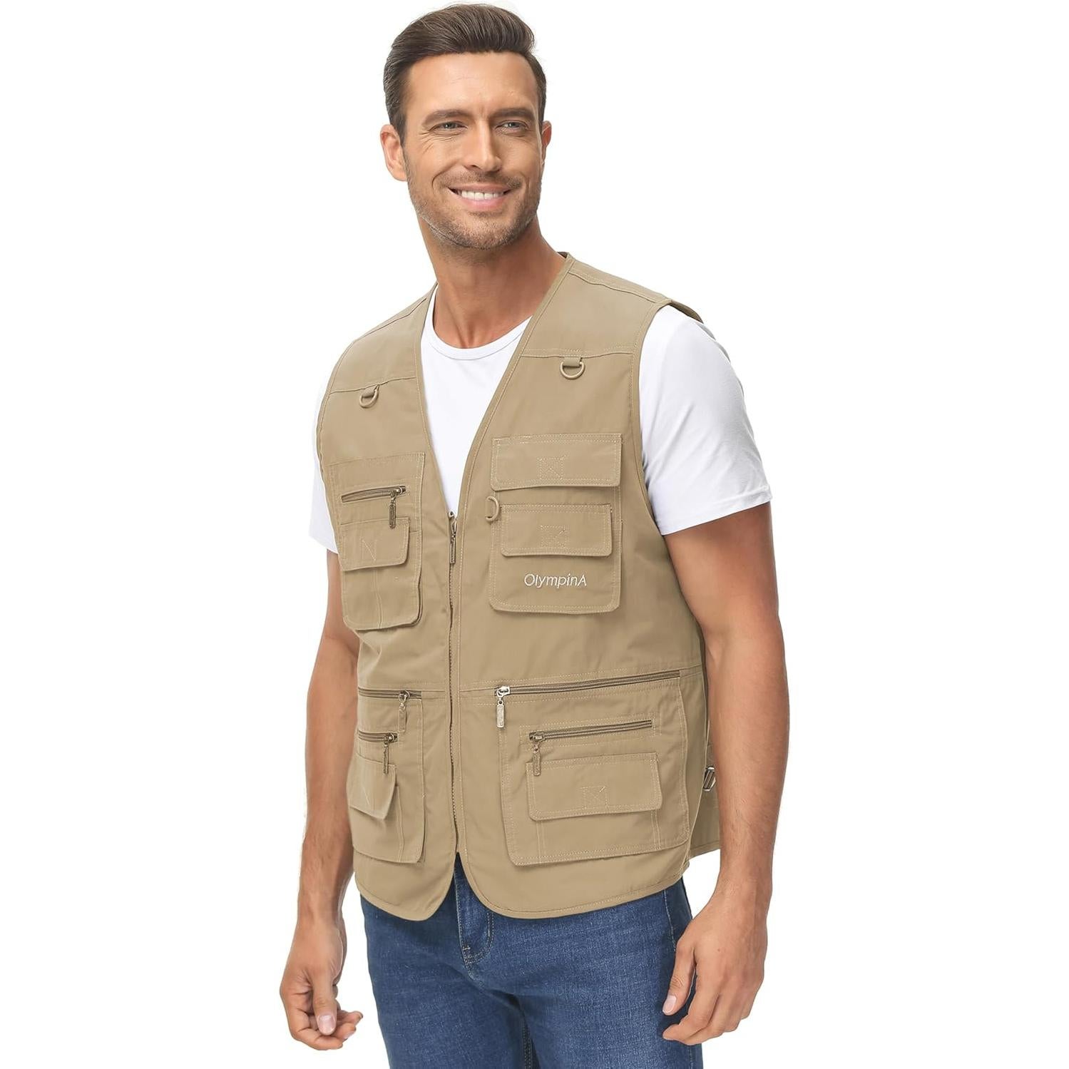 Chaleco de Pesca Lentta para Hombre 16 Bolsillos Secado Rápido